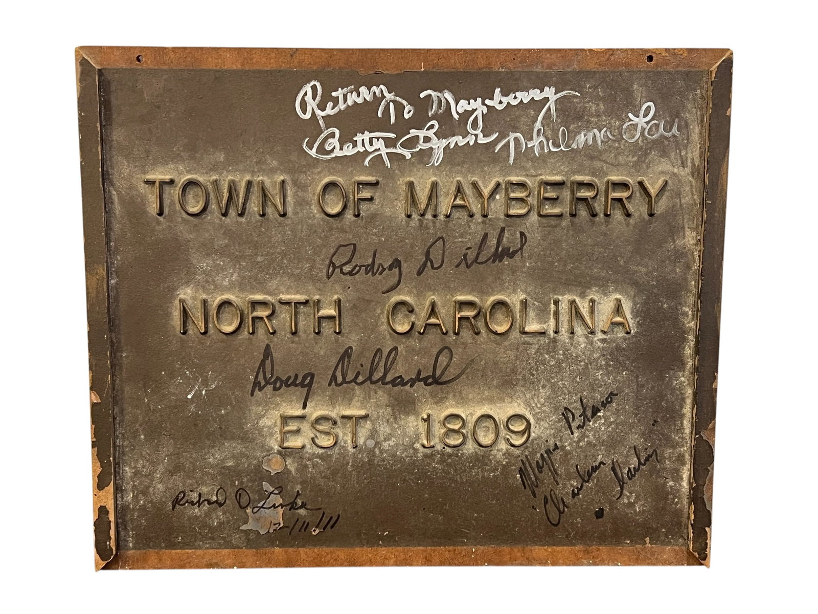Autographed Original Production Screen Used Mayberry Town Plaque (1 of 9)