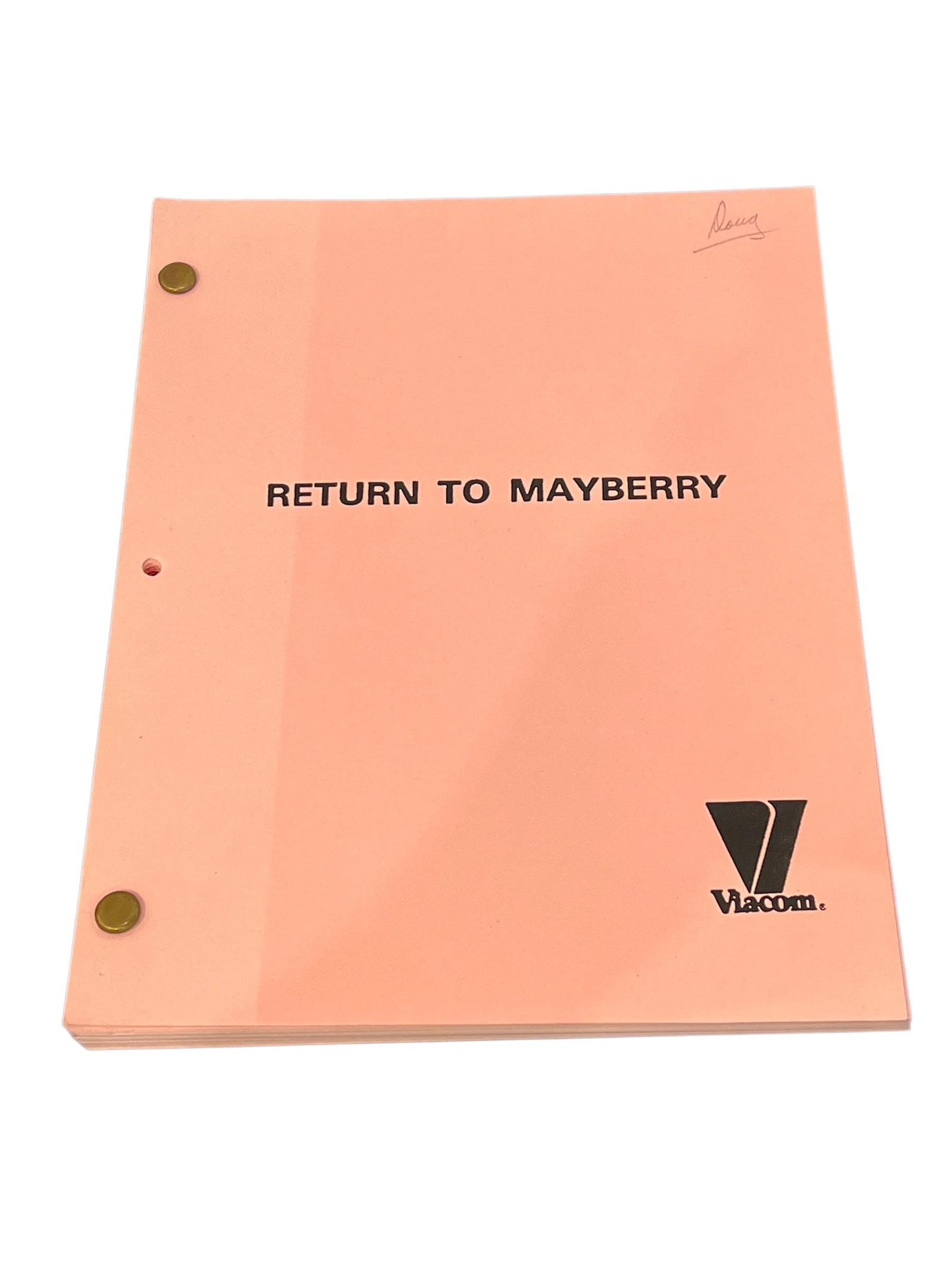 Original Return to Mayberry Production Script: ORIGINAL RETURN TO MAYBERRY PRODUCTION SCRIPTPersonal Production Copy Owned by Karlene GalleglyLocation Manager – Return to Mayberry (1986)Estimated Value: $300 – $800Among the more interesting