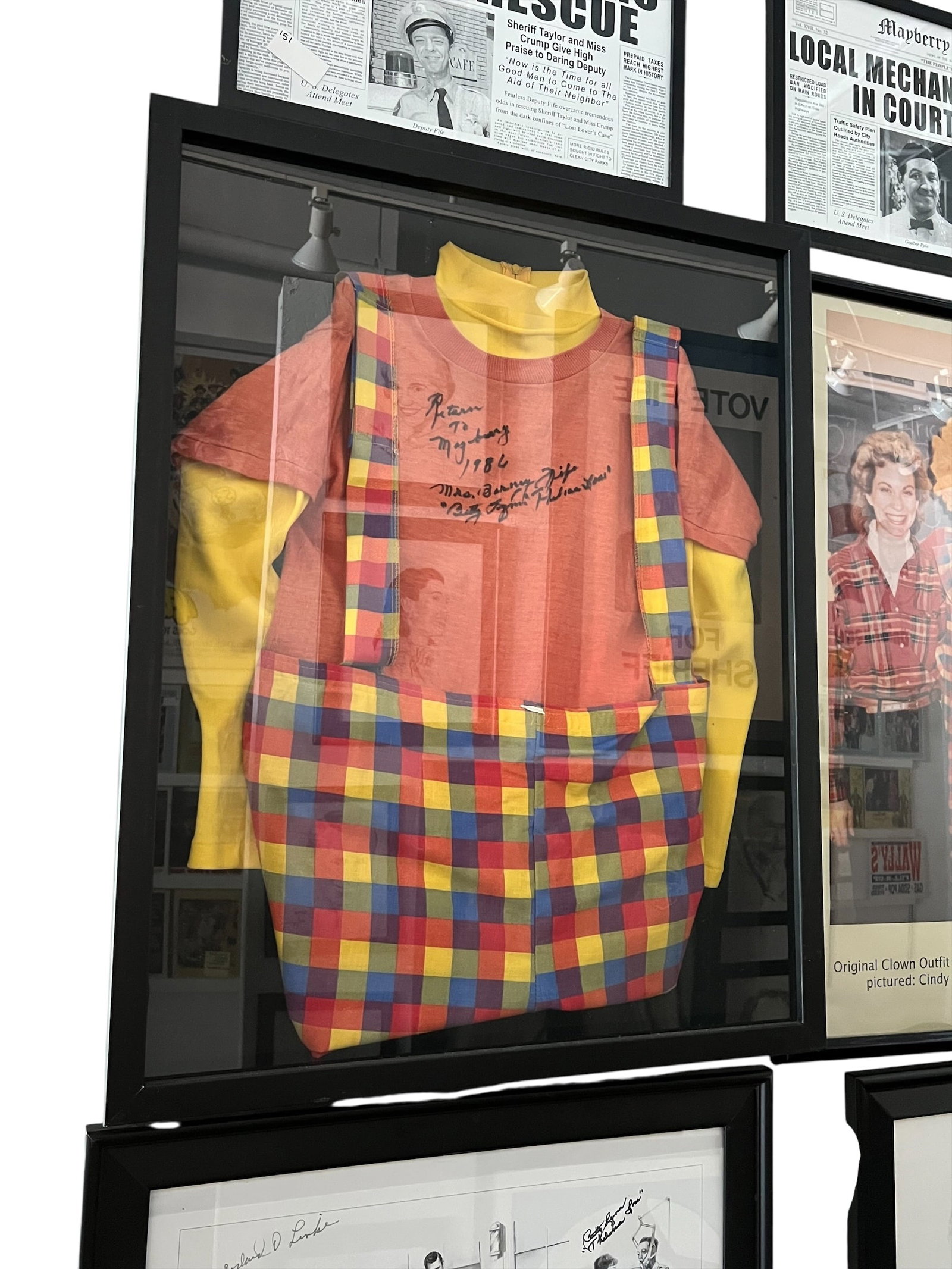 Framed Clown Costume Worn by Don Knotts in the Return to Mayberry Movie in 1986 (1 of 11)