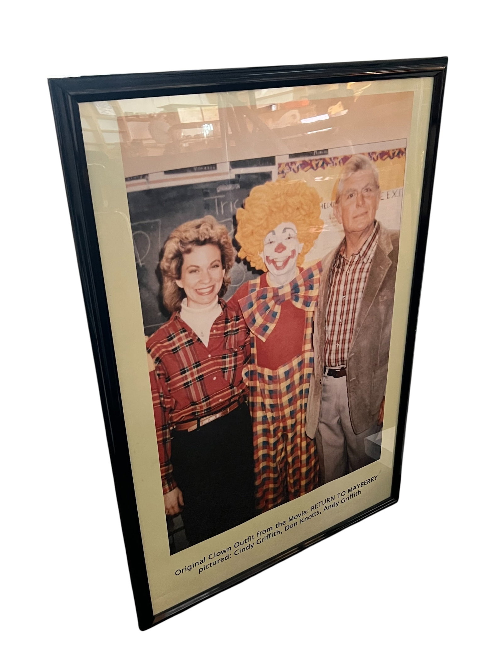 Framed Photograph of Andy Griffith and Don Knotts Alongside a Clown (1 of 3)