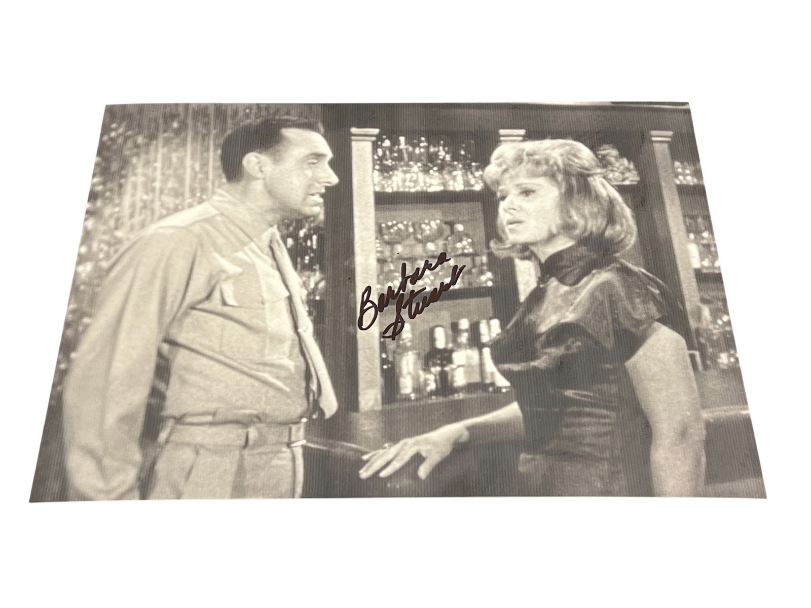 Signed Barbara Stuart "Ms. Bunny - Photograph: This photo features actress Barbara Stuart and actor Frank Sutton from a scene in the sitcom Gomer Pyle, U.S.M.C. Cast & Characters: The scene features Frank Sutton as Gunnery Sergeant Vince Carter