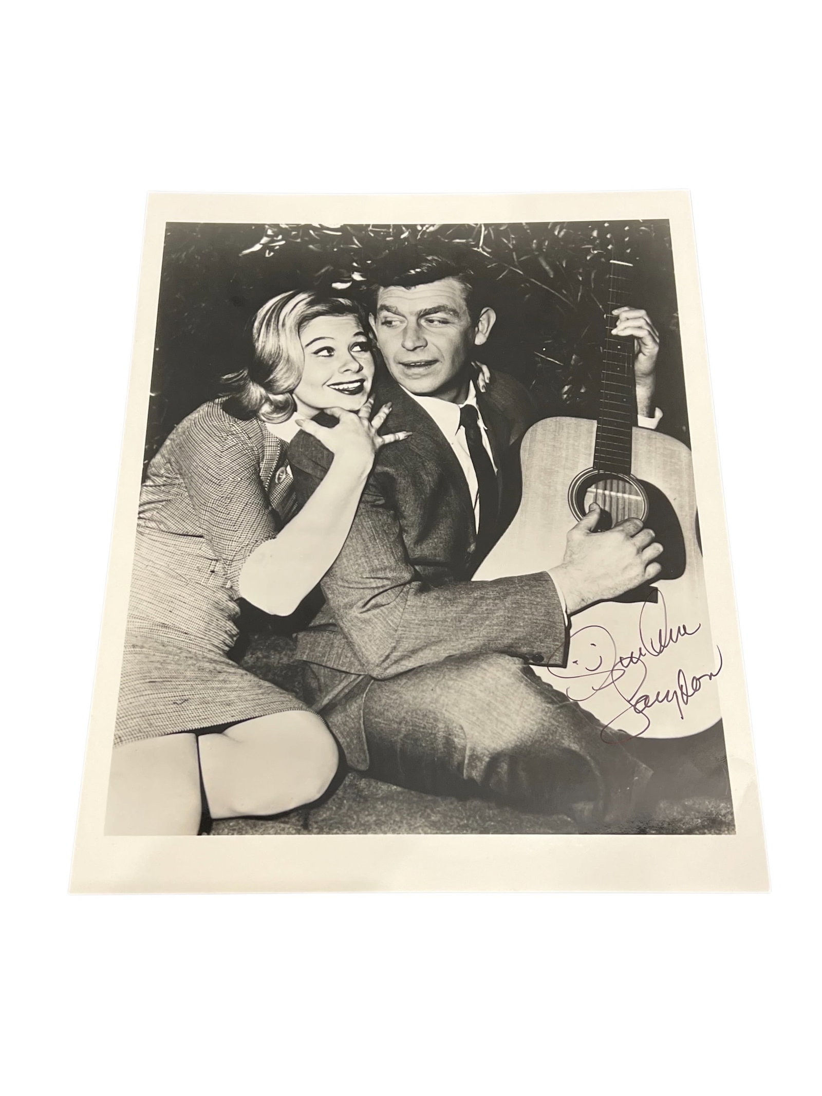 Signed Photograph by Sue Ann Langdon - "Nurse Mary" -: This image features Andy Griffith and Sue Ane Langdon from a 1962 episode of The Andy Griffith Show. Scene: The photograph depicts Griffith as Sheriff Andy Taylor and Langdon as Mary Simpson from the