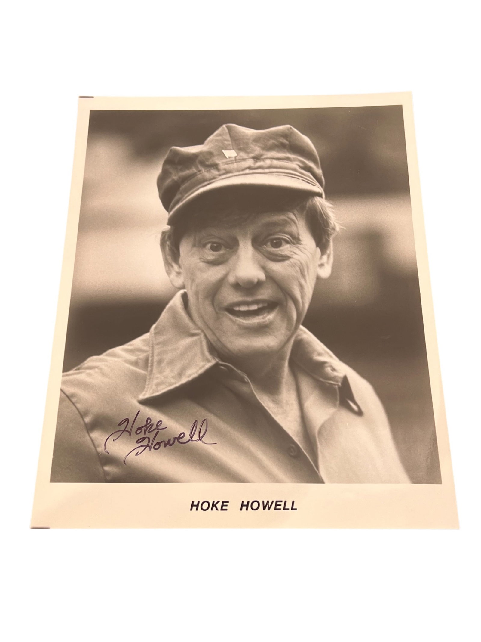 Signed Photograph: This vintage style HBT combat fatigue utility cap resembles the military workwear caps used by American personnel. [1, 2]Hoke Howell was a character actor known for roles in television series such as