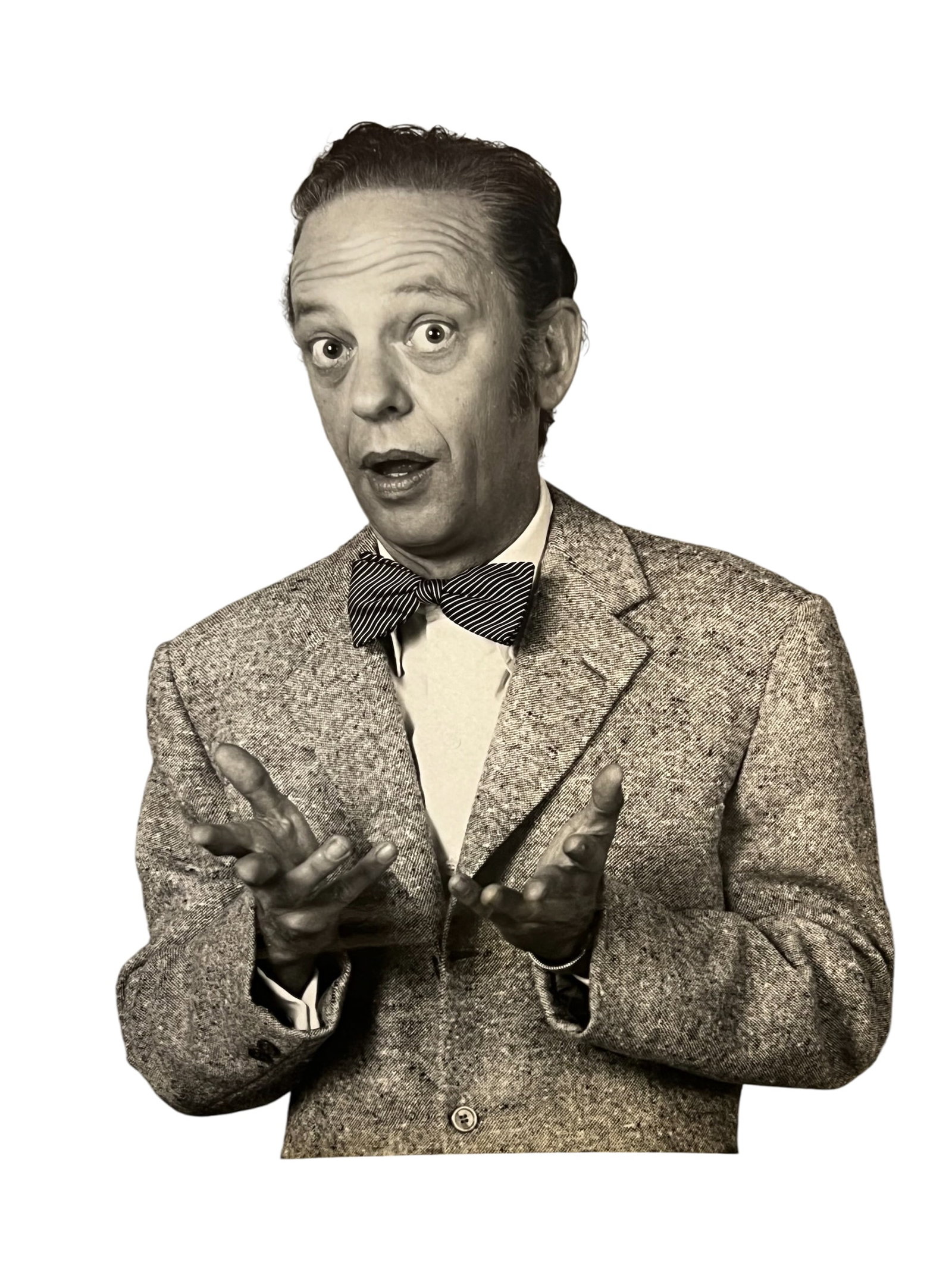 Don Knotts Press Photo: This original vintage television press photograph was produced and distributed for promotional and publicity purposes during the original broadcast era of The Andy Griffith Show. Such photographs