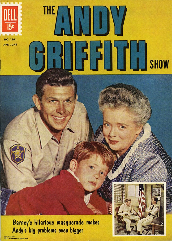 The Andy Griffith Show Comic Book No. 1341 (1962): Original The Andy Griffith Show comic book, No. 1341, published in 1962 during the height of the series' popularity. Featuring a colorful cover image of Andy Griffith as Sheriff Andy Taylor, Frances