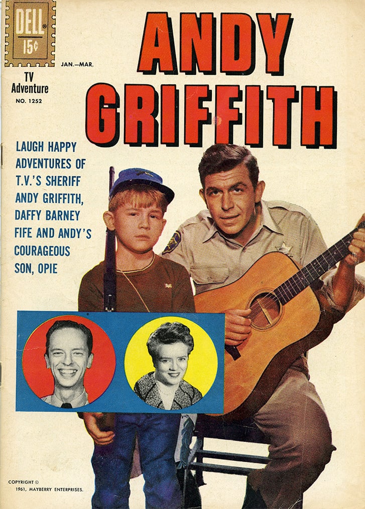 Andy Griffith TV Adventure Comic Book No. 1252 (1961): Original Andy Griffith TV Adventure comic book, No. 1252, published in 1961 during the first season of The Andy Griffith Show. Featuring a colorful cover image of Andy Griffith as Sheriff Andy Taylor 