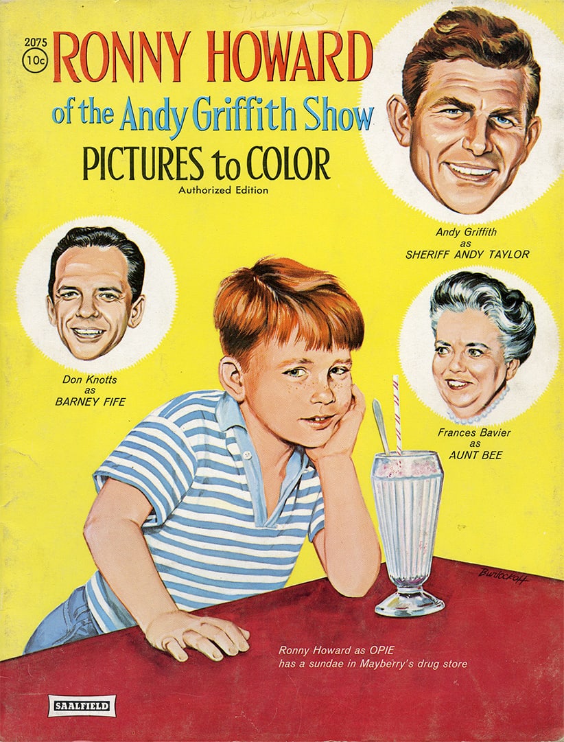 The Andy Griffith Show Coloring Book - Vintage: Original The Andy Griffith Show Pictures to Color authorized edition coloring book featuring classic cover artwork of Opie Taylor enjoying a sundae in Mayberry's drug store, along with illustrated