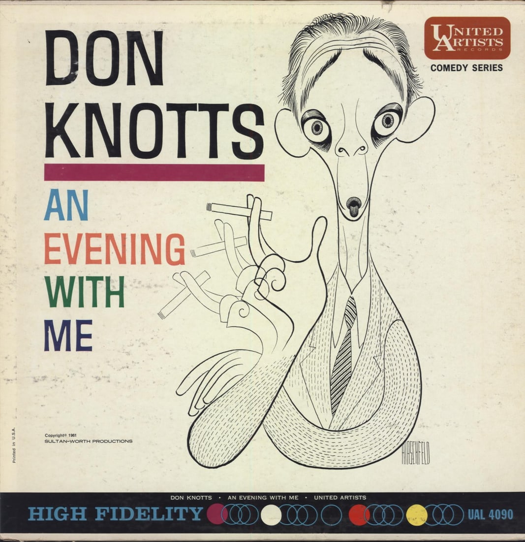 Don Knotts "An Evening With Me" Comedy Record Album: Original 1961 United Artists Records comedy album, "An Evening With Me," featuring Don Knotts during the same period he was becoming a household name as Deputy Barney Fife on The Andy Griffith Show. R