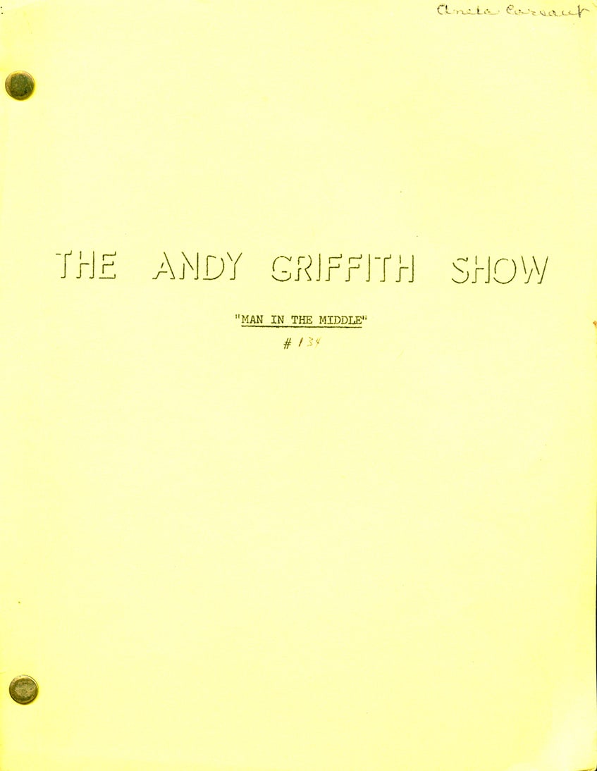 “Man in a Hurry" Original Productional Script for The Andy Griffith Show: Man in a Hurry - Season 3, Episode 16 - Original Air Date: January 14, 1963 - A fast-paced businessman traveling through Mayberry is forced to stop when his car breaks down. Frustrated by the town's
