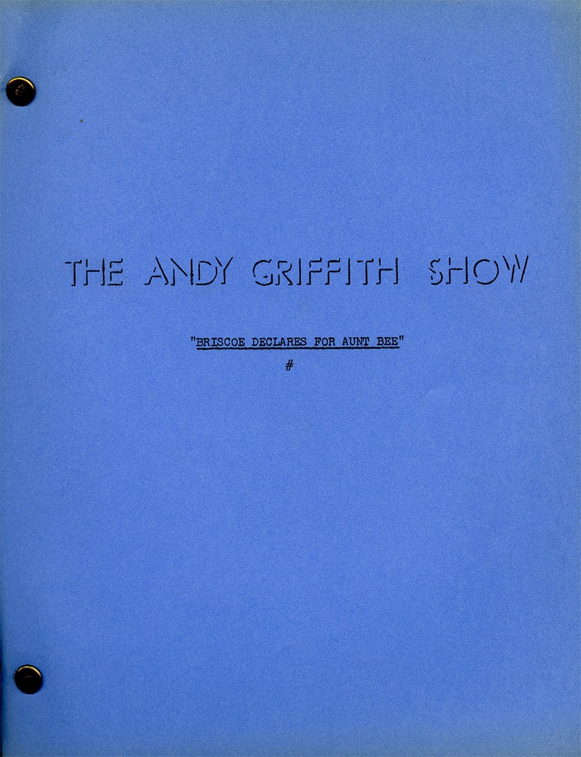 Production Script “Brisco Delares Aunt Bee?? for The Andy Griffith Show (1 of 3)