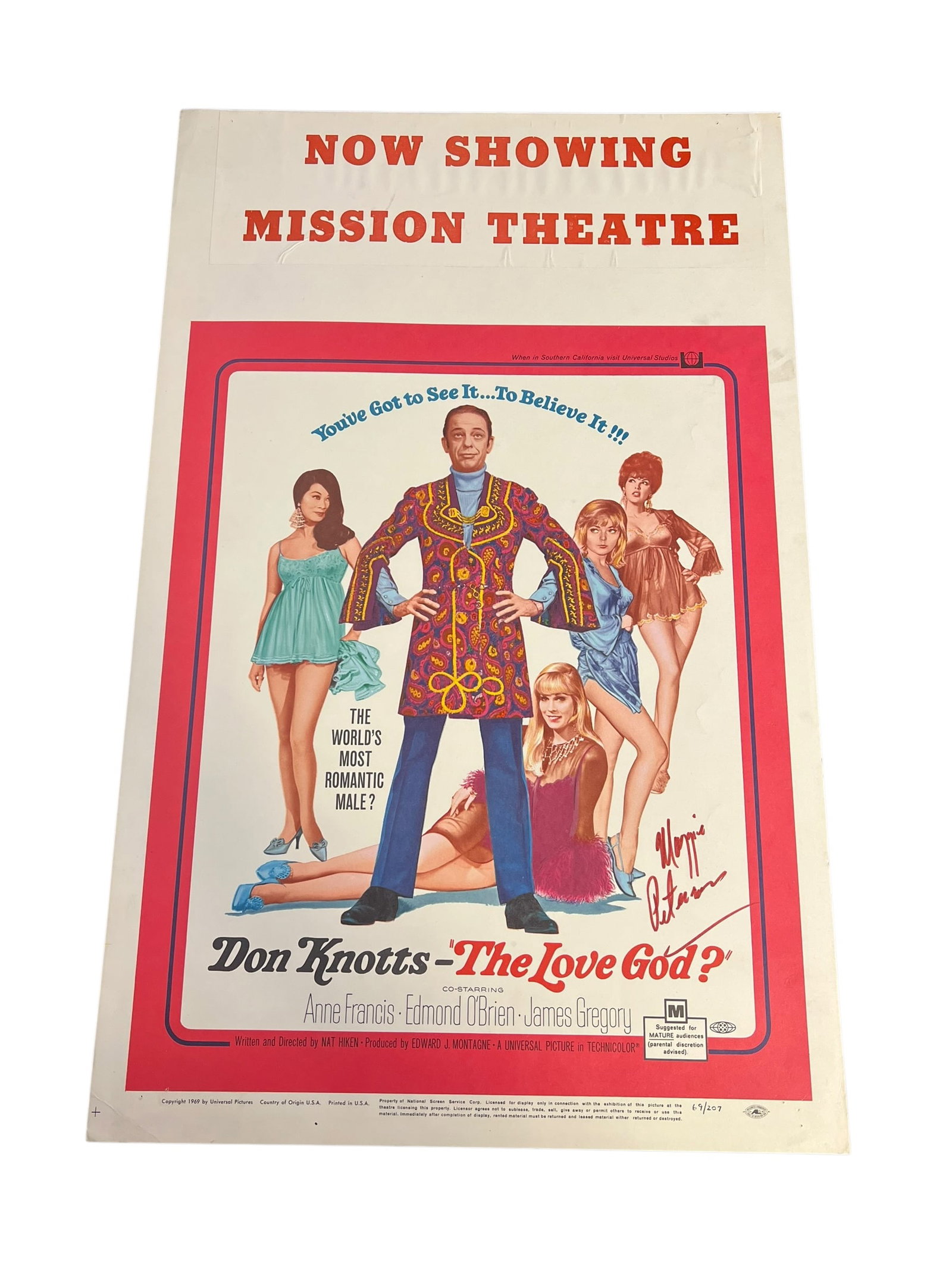 Autographed "The Love God" Movie Poster Signed by Maggie Peterson (1 of 5)
