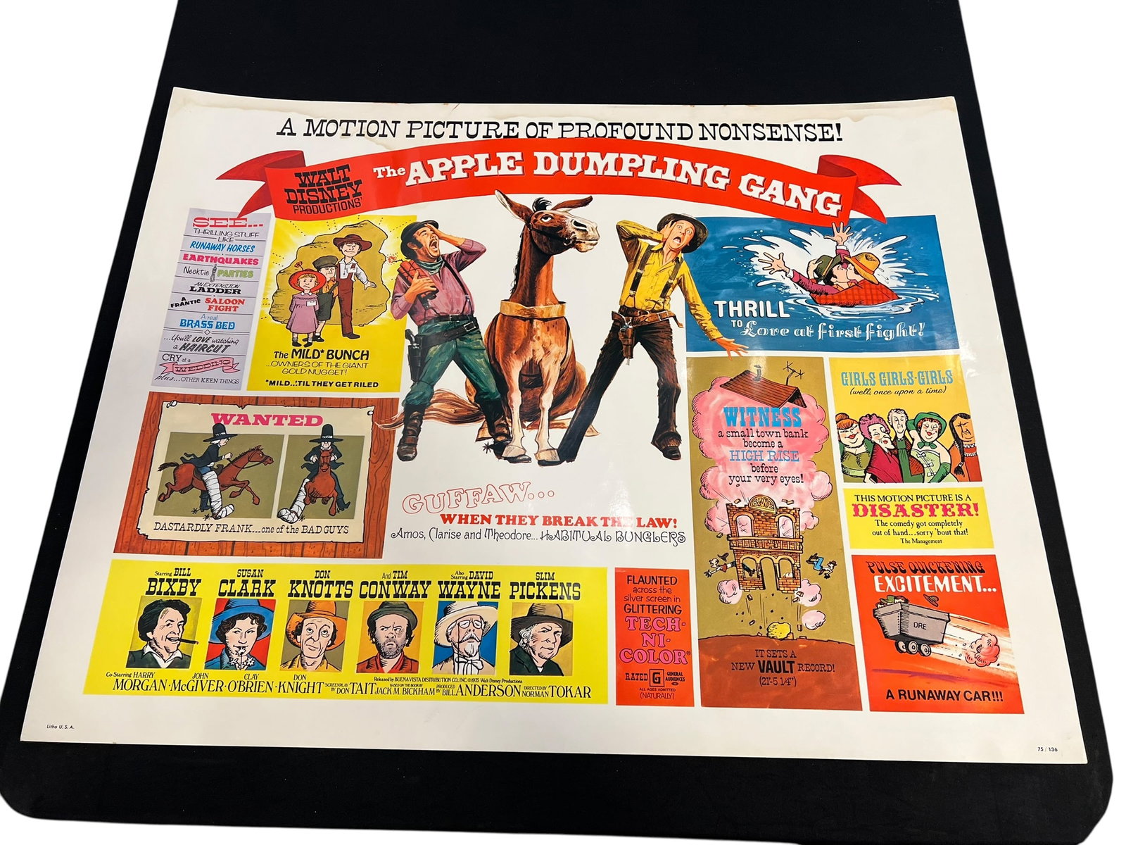 Original Walt Disney's "The Apple Dumpling Gang" Half-Sheet Movie Poster Featuring Don Knotts (1 of 5)