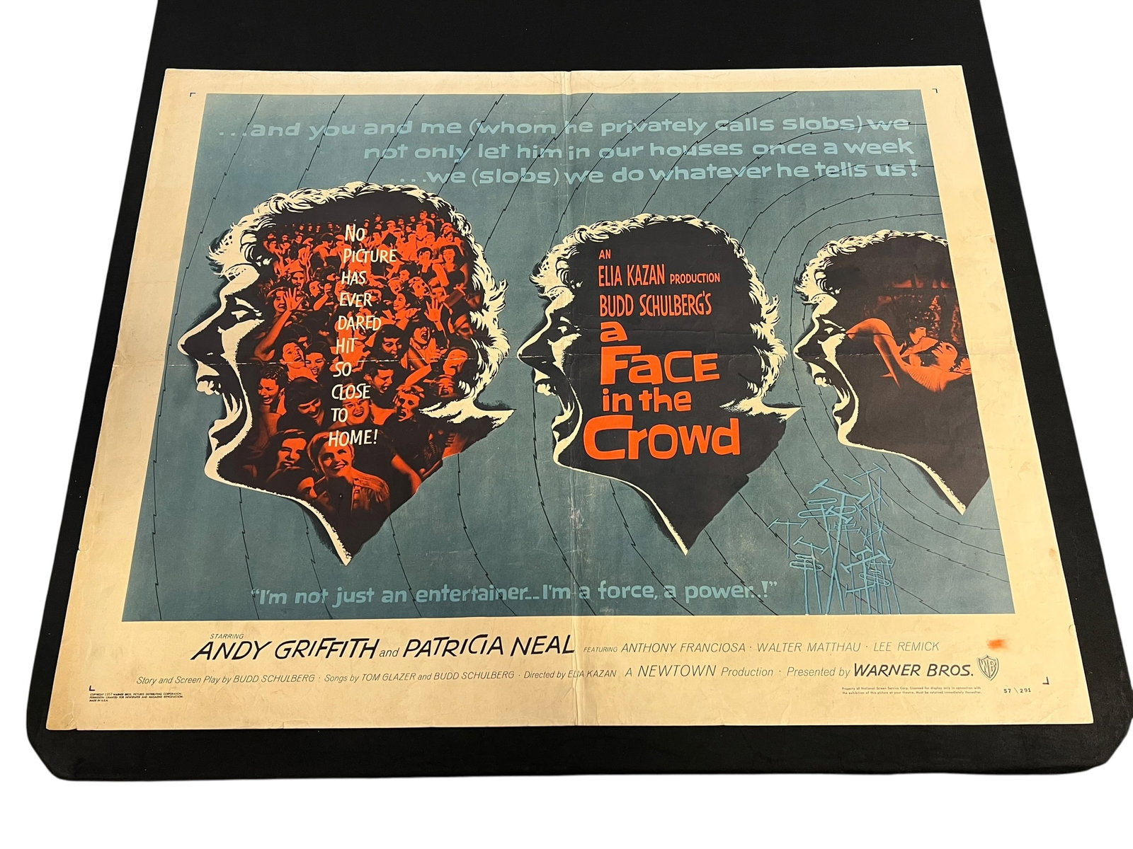 Original 1957 "A Face in the Crowd" Half-Sheet Movie Poster Featuring Andy Griffith (1 of 3)