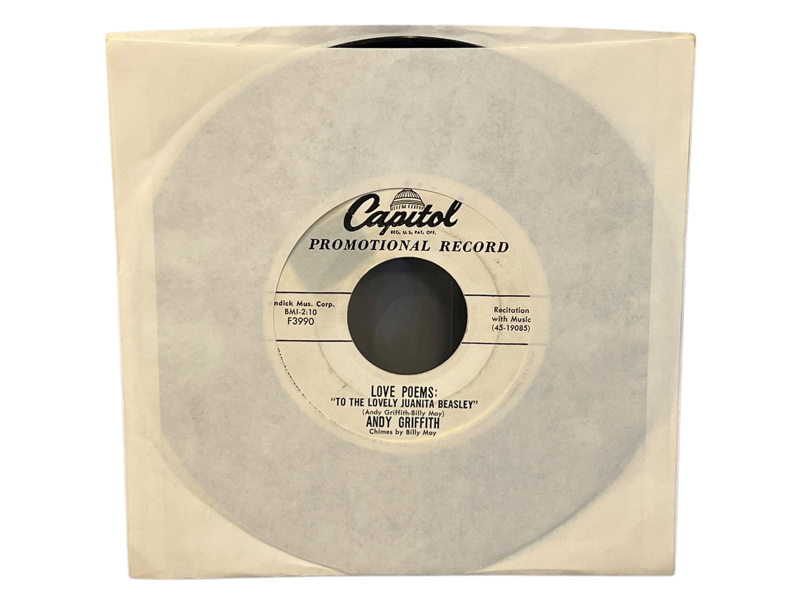 Promotional Record for ‘Andy Griffith Love Poems (1 of 3)