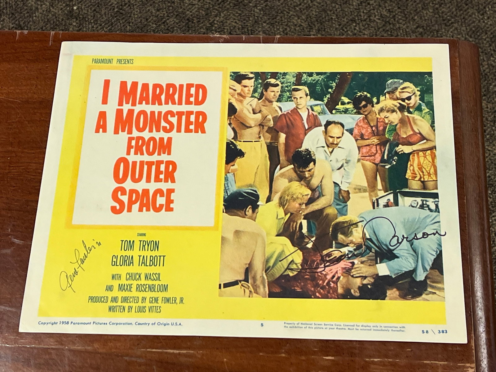 Autographed “I Married a Monster From Outer Space" Lobby Card (1 of 5)