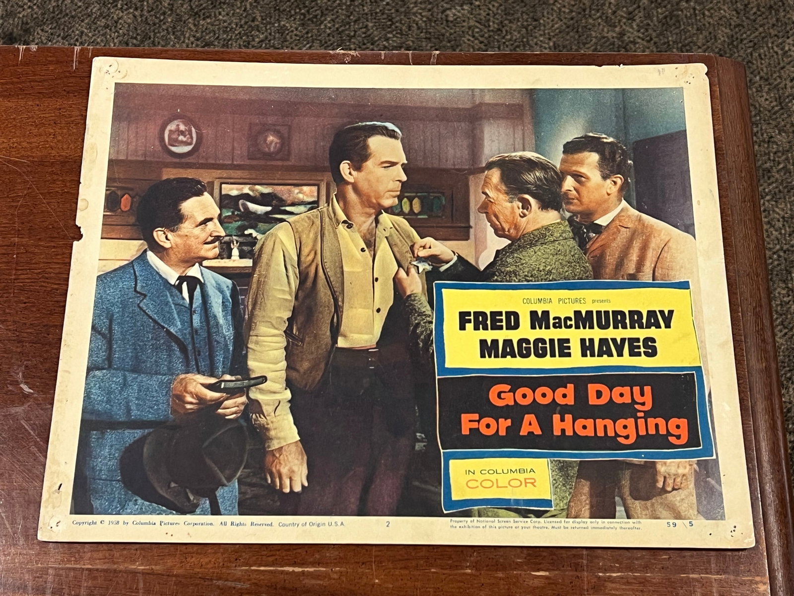 “Good Day For a Hanging" Lobby Card: This original 1959 US movie lobby card measures approximately 11" x 14" and features Fred MacMurray in the Western film Good Day for a Hanging. [1]Film Context: Good Day for a Hanging is a 1959 Wester