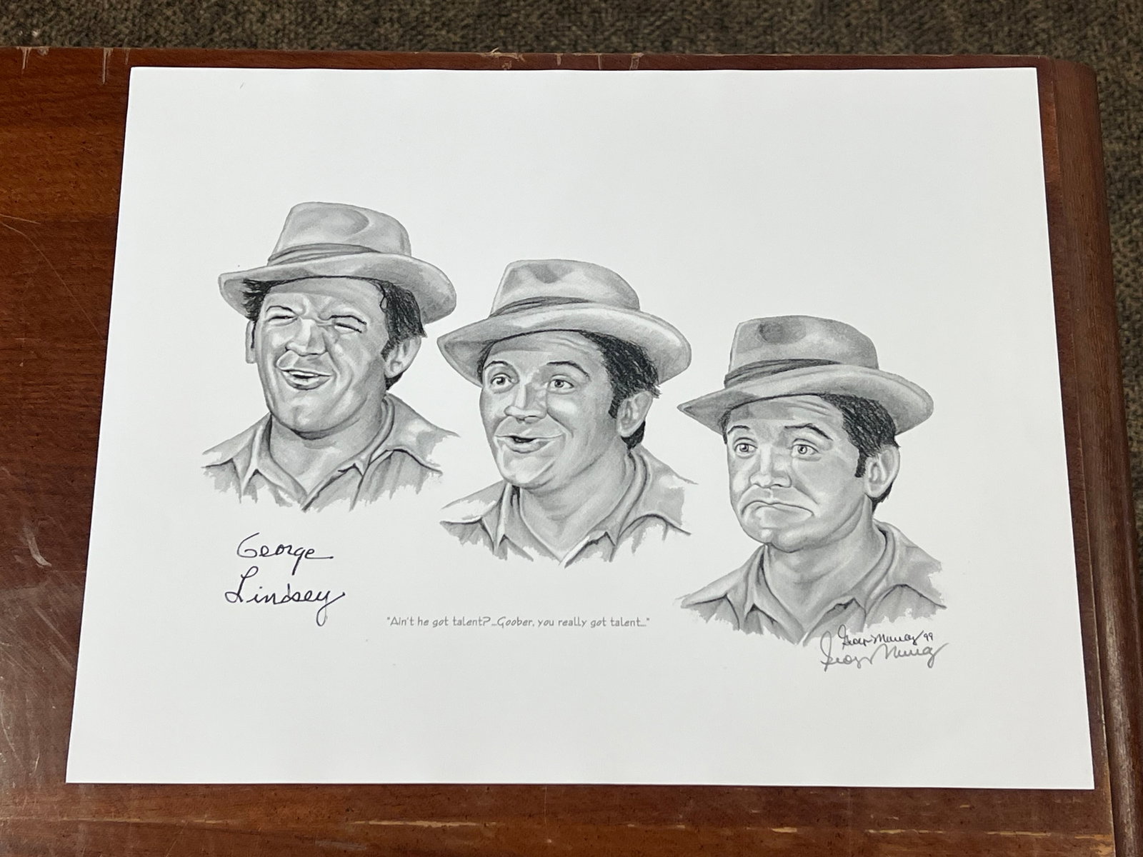 Autographed Sketch From The Andy Griffith Show (1 of 3)