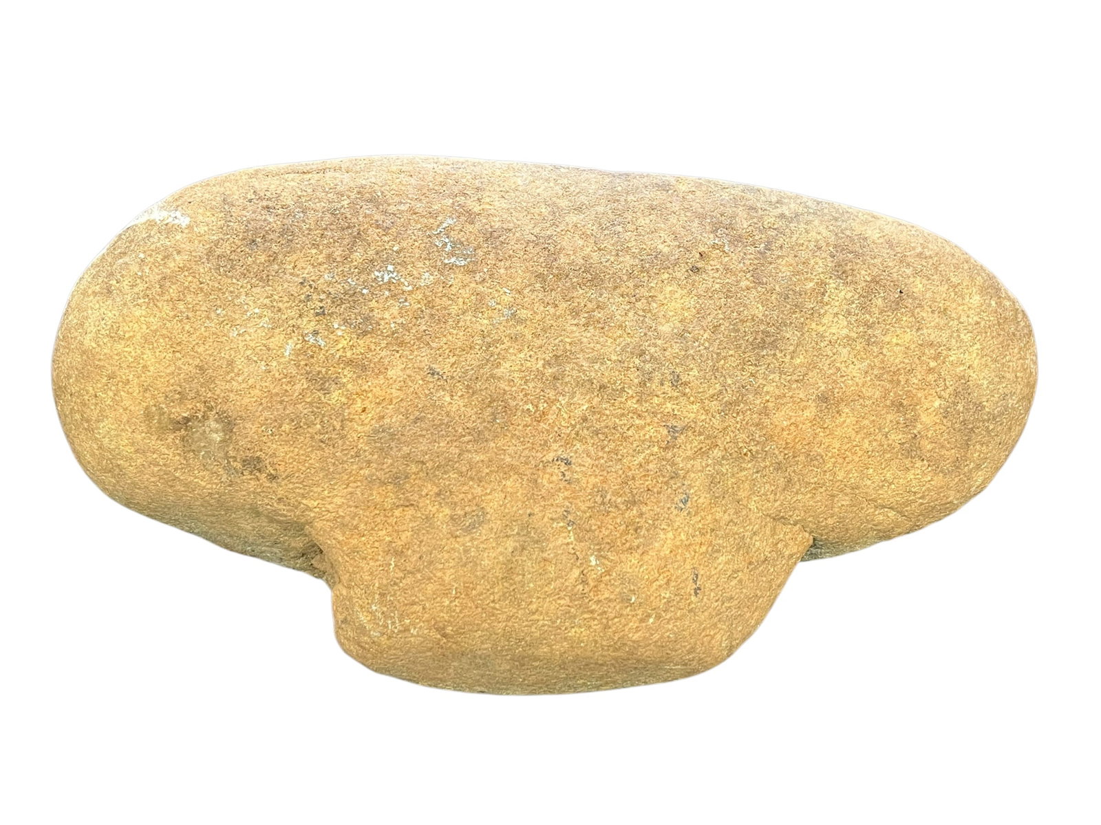 Native American Grinding Mill Stone: This item resembles a Native American stone artifact, similar to a nutting stone or mortar pestle.Similar items are often crafted from natural materials like sandstone or hardstone.These tools were hi