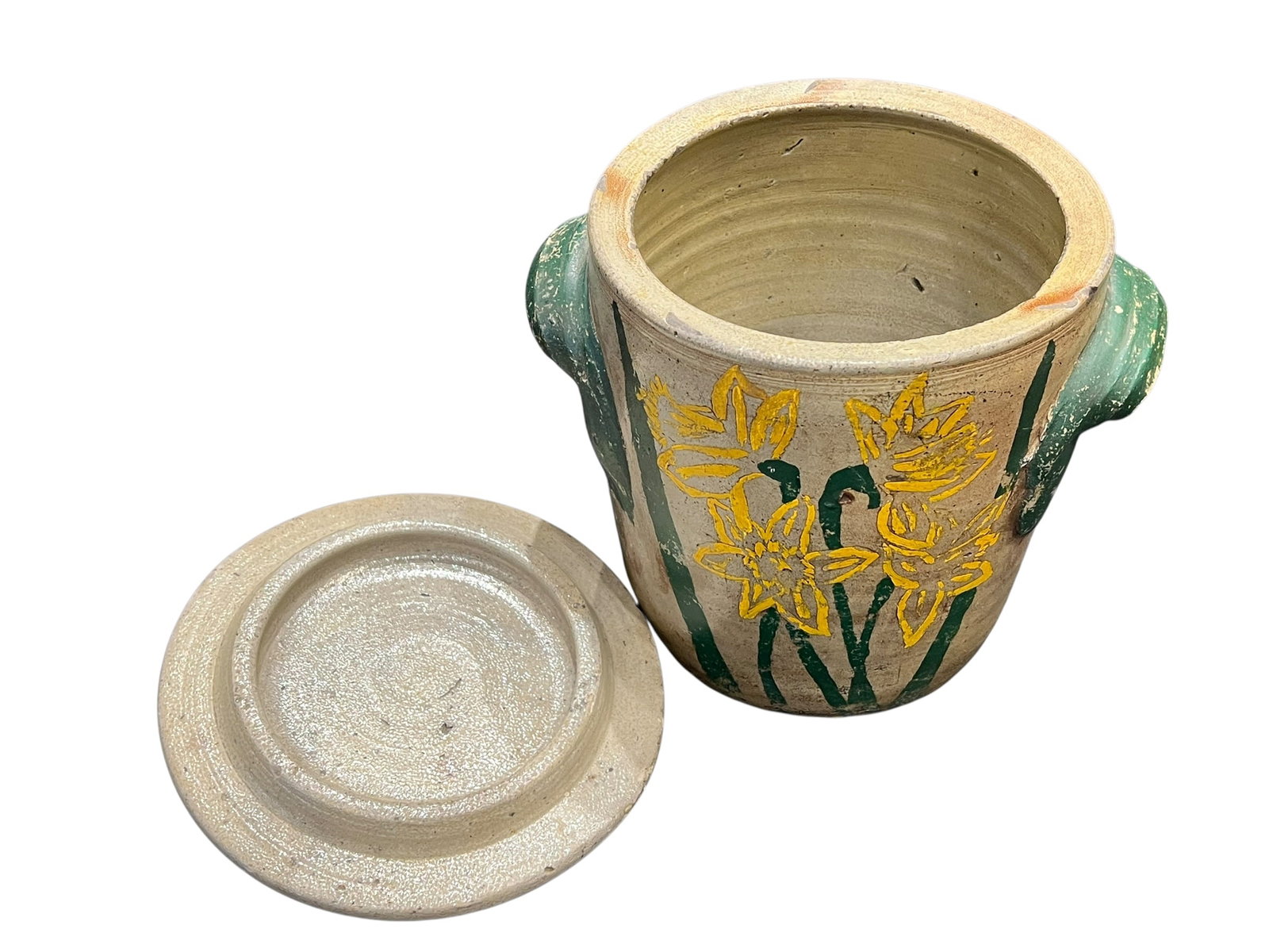Early salt glaze Craven Tennessee lidded crock - 4