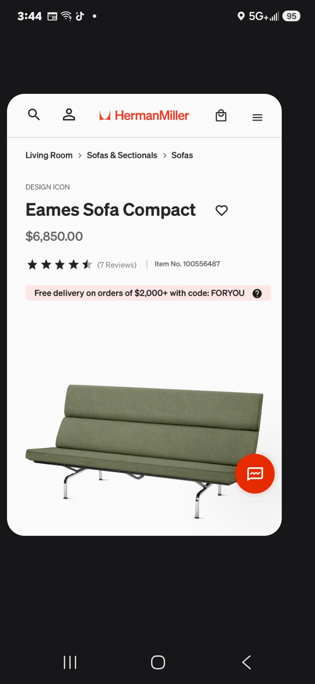 Mid Century Modern Sofa Signed Herman Miller for Eames - 5
