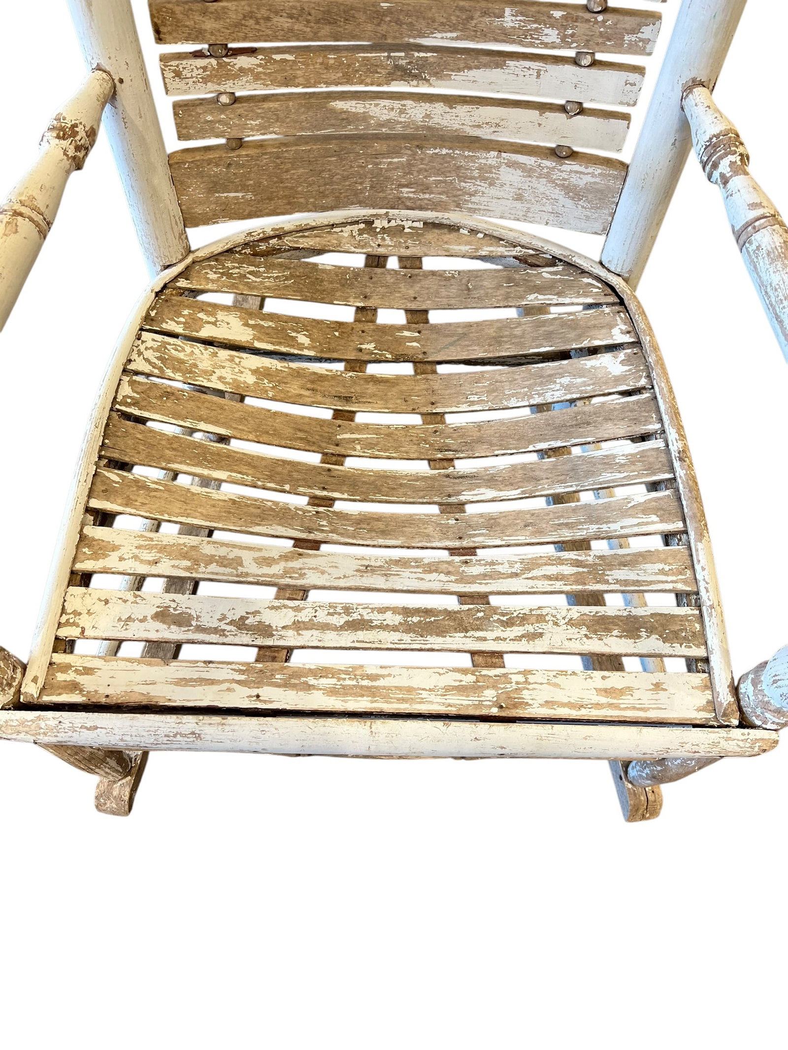 Primitive White Painted Rocker - 4