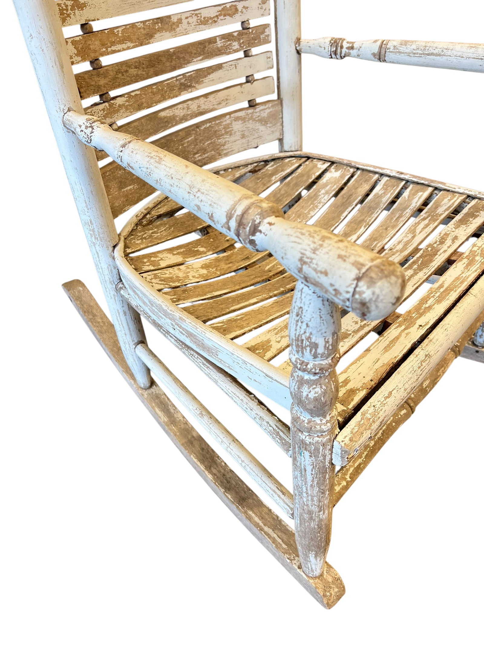 Primitive White Painted Rocker - 5