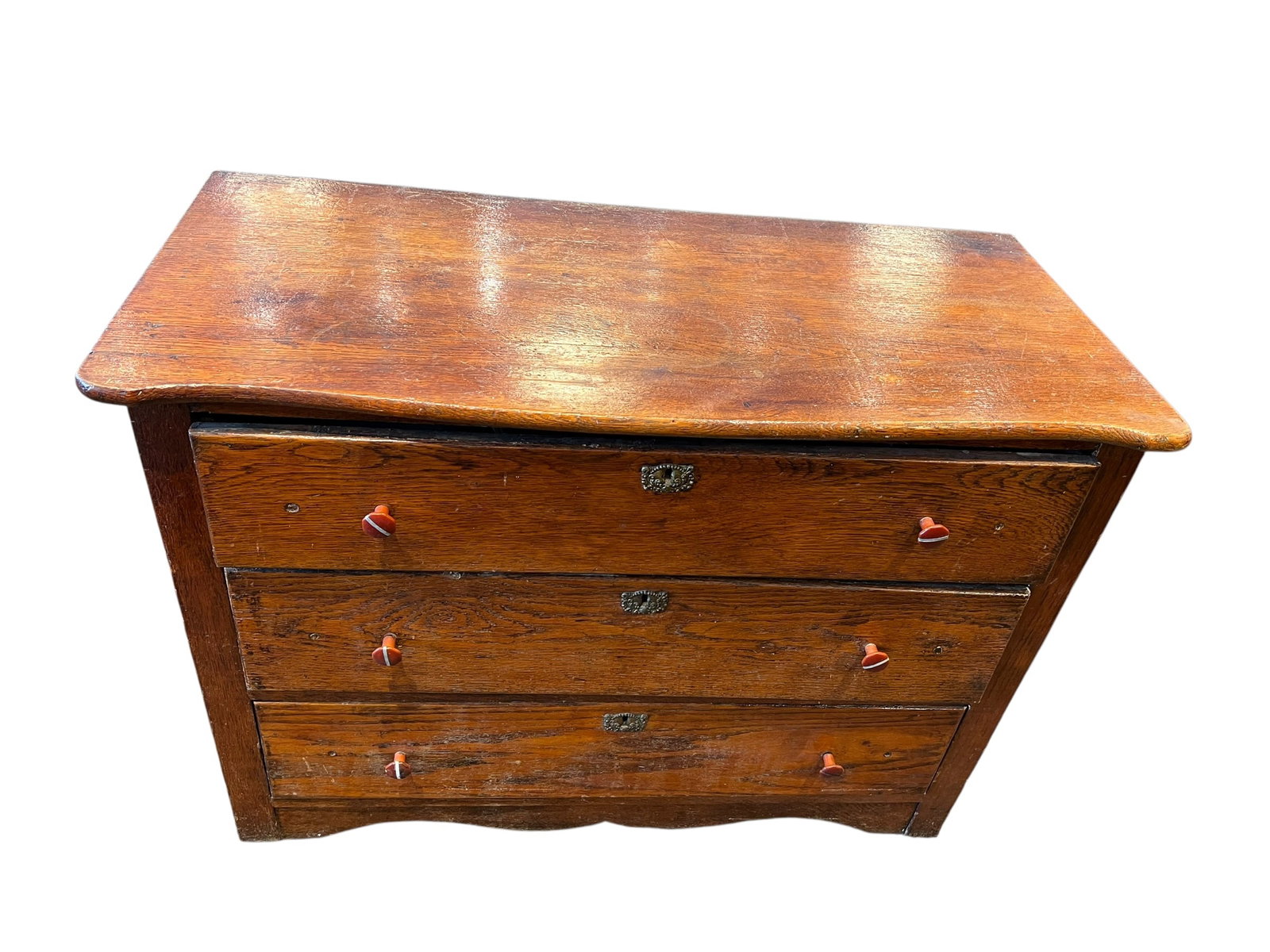 3 Drawer oak Chest - 2