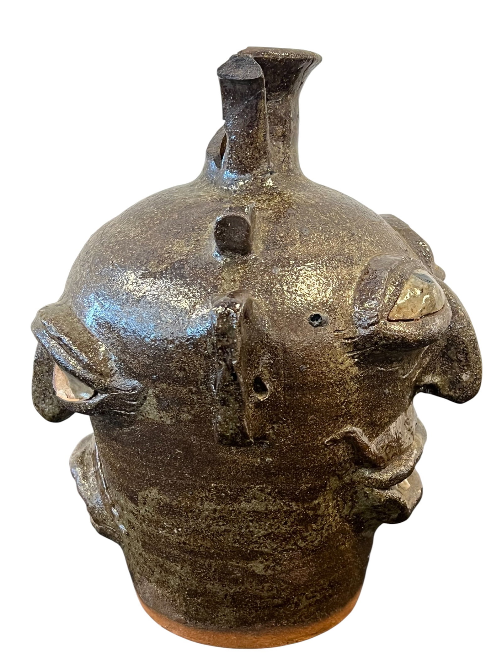 Alkaline Glazed Stoneware Devil Face Jug - 2