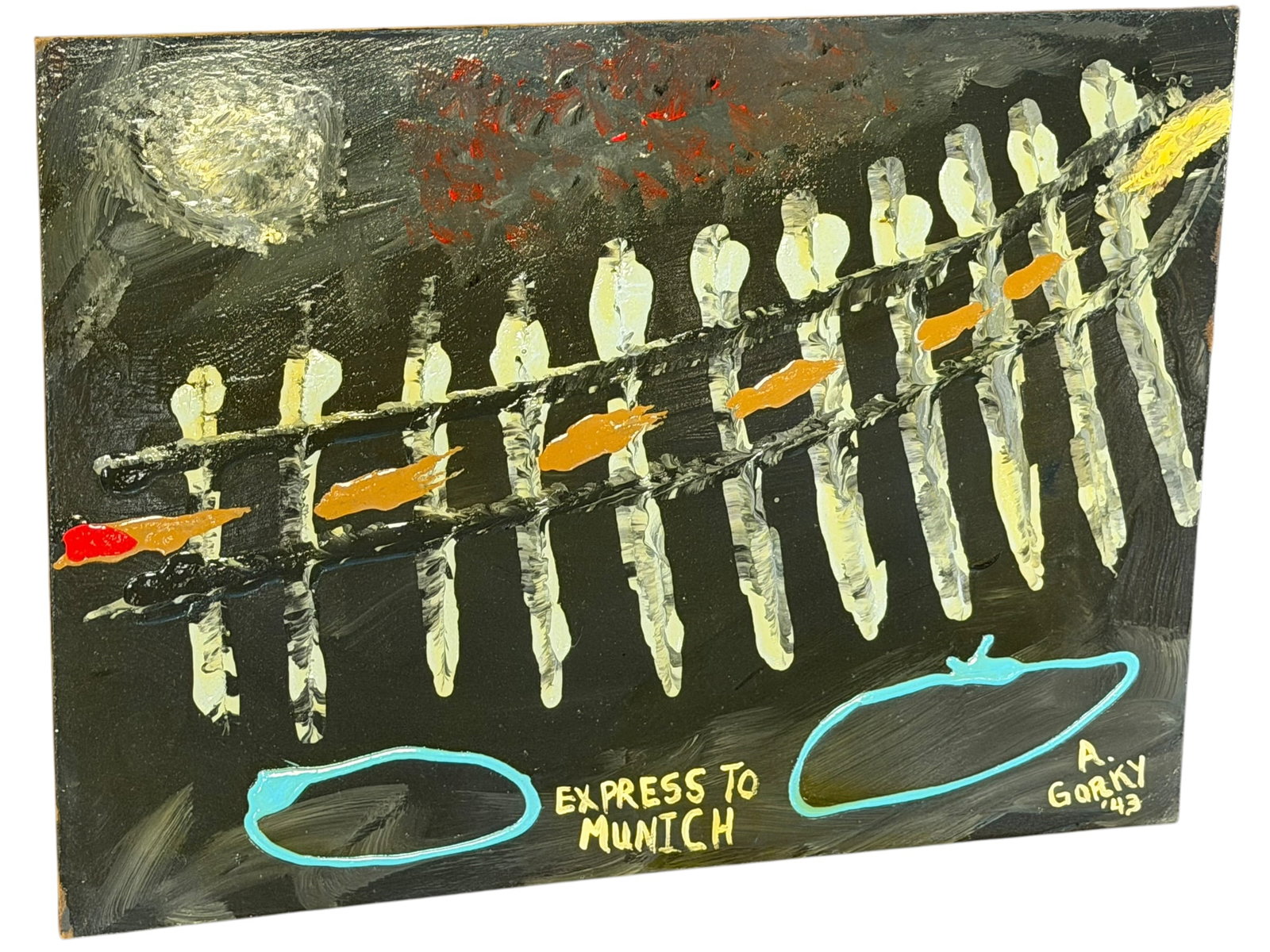 Signed A. Gorky Painting: This artwork is not an authentic painting by the celebrated Armenian-American Abstract Expressionist Arshile Gorky. It is a modern imitation or tribute piece containing several critical stylistic and