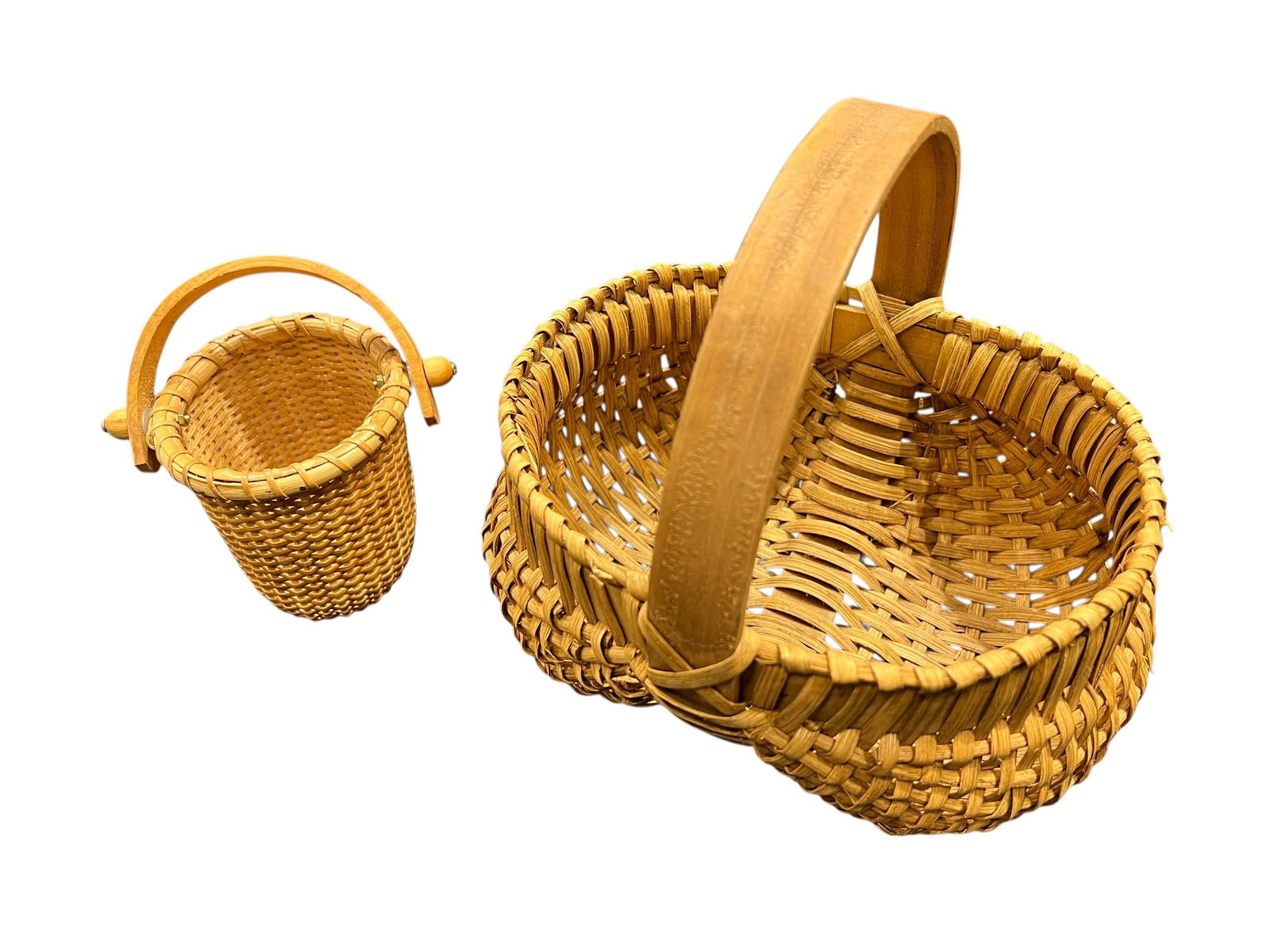 Lot of 2 Hand Woven Splint Wood Baskets (1 of 9)