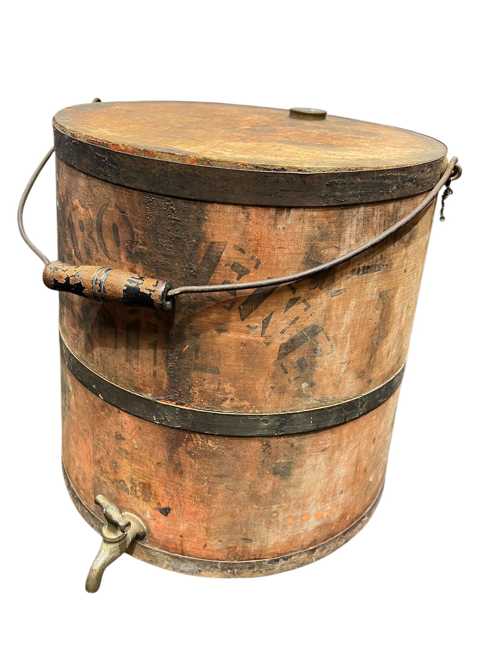 Primitive Staved Wooden Kerosene Oil Bucket/Keg (1 of 7)