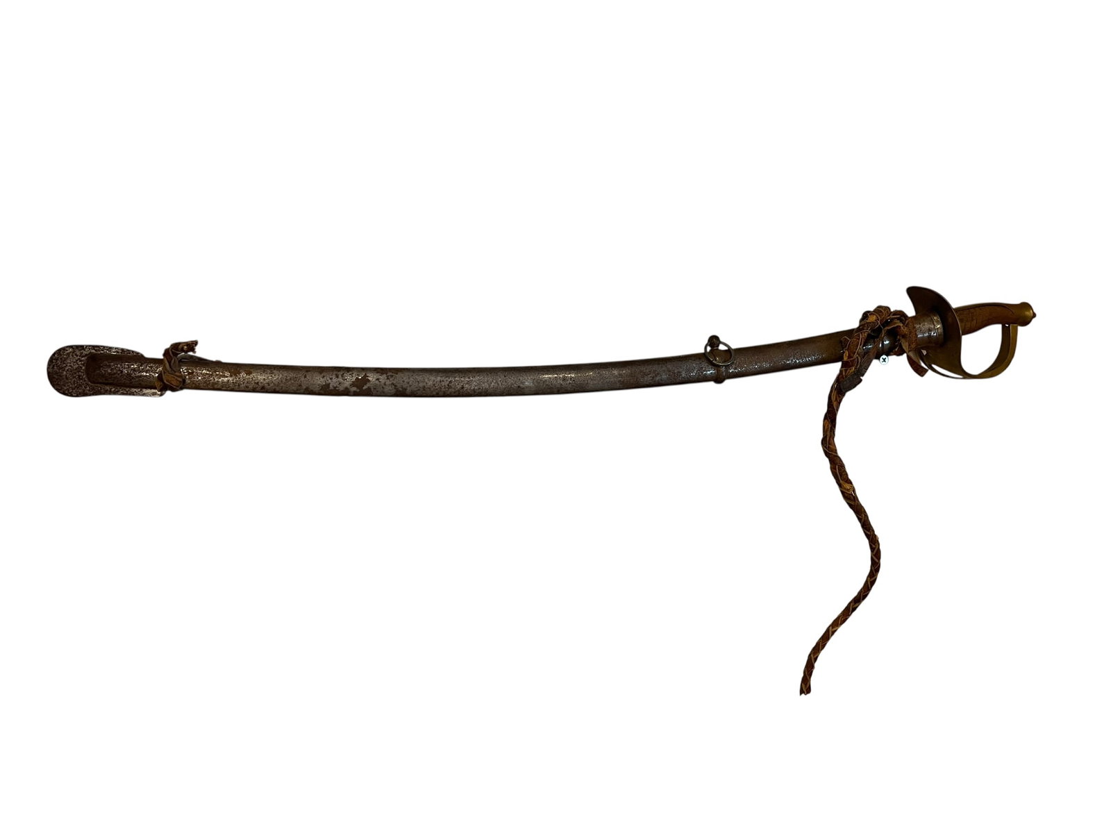 Curved Military Style Saber or Cavalry Sword: The selected region appears to show an antique military cavalry saber, strongly resembling a 19th-century American pattern such as the U.S. Model 1840 heavy cavalry saber (often called the "wrist-brea