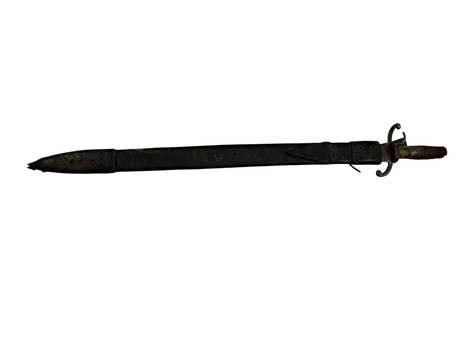 Antique Colonial Short Sword: The selected region displays an antique short sword, closely resembling a 19th-century Spanish Colonial or Philippine-style sidearm/machete variant (such as a Luzon matulis or colonial short sword)