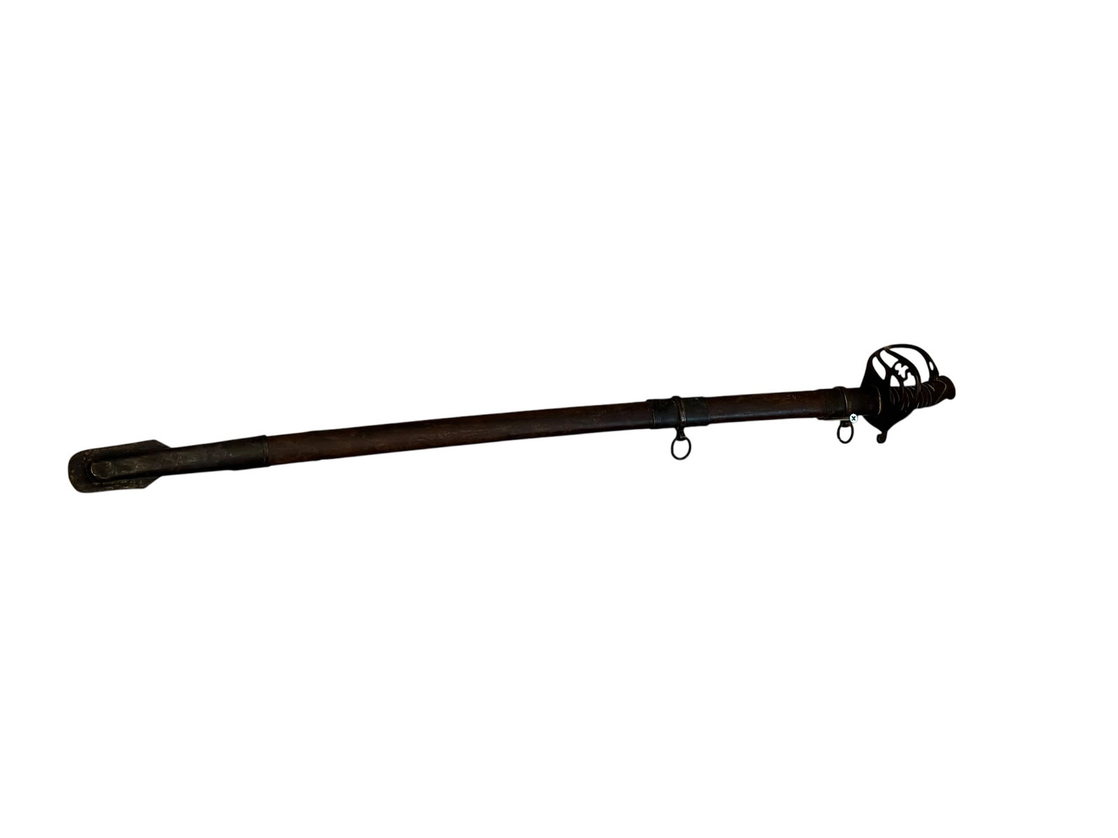 Boyle & Gamble Military Officer’s Saber: The selected region shows an Imperial German Prussian Model 1889 (M1889) Infantry Officer’s Sword complete with its scabbard. [1]Design Features: Features a distinctive hilt with a folding thumb