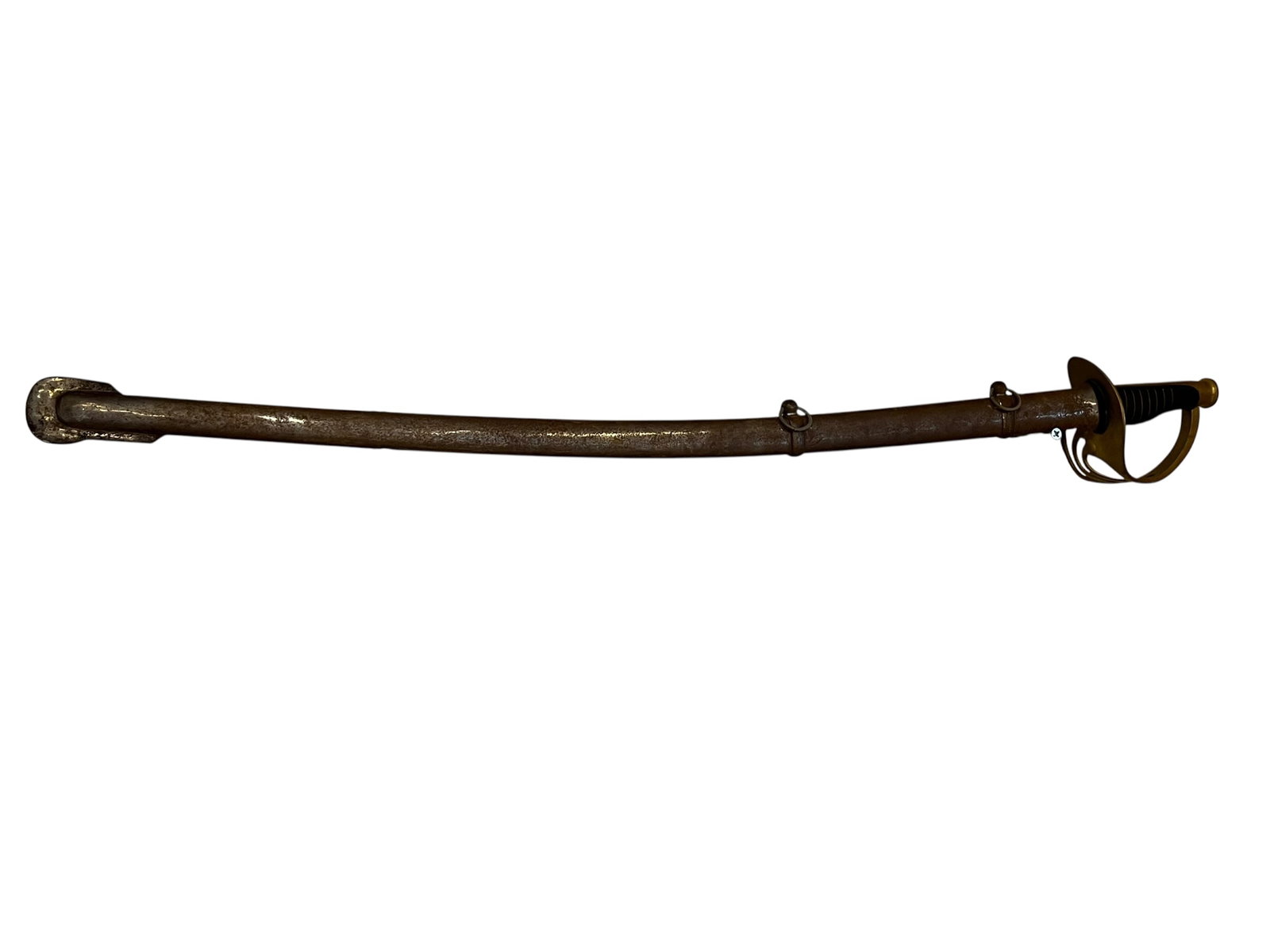 US Cavalry Sword Reproduction: The selected item is a mid-19th-century military sidearm, most closely resembling a U.S. Model 1860 Light Cavalry Saber (or the heavier Model 1840 predecessor) complete with its metal scabbard. These