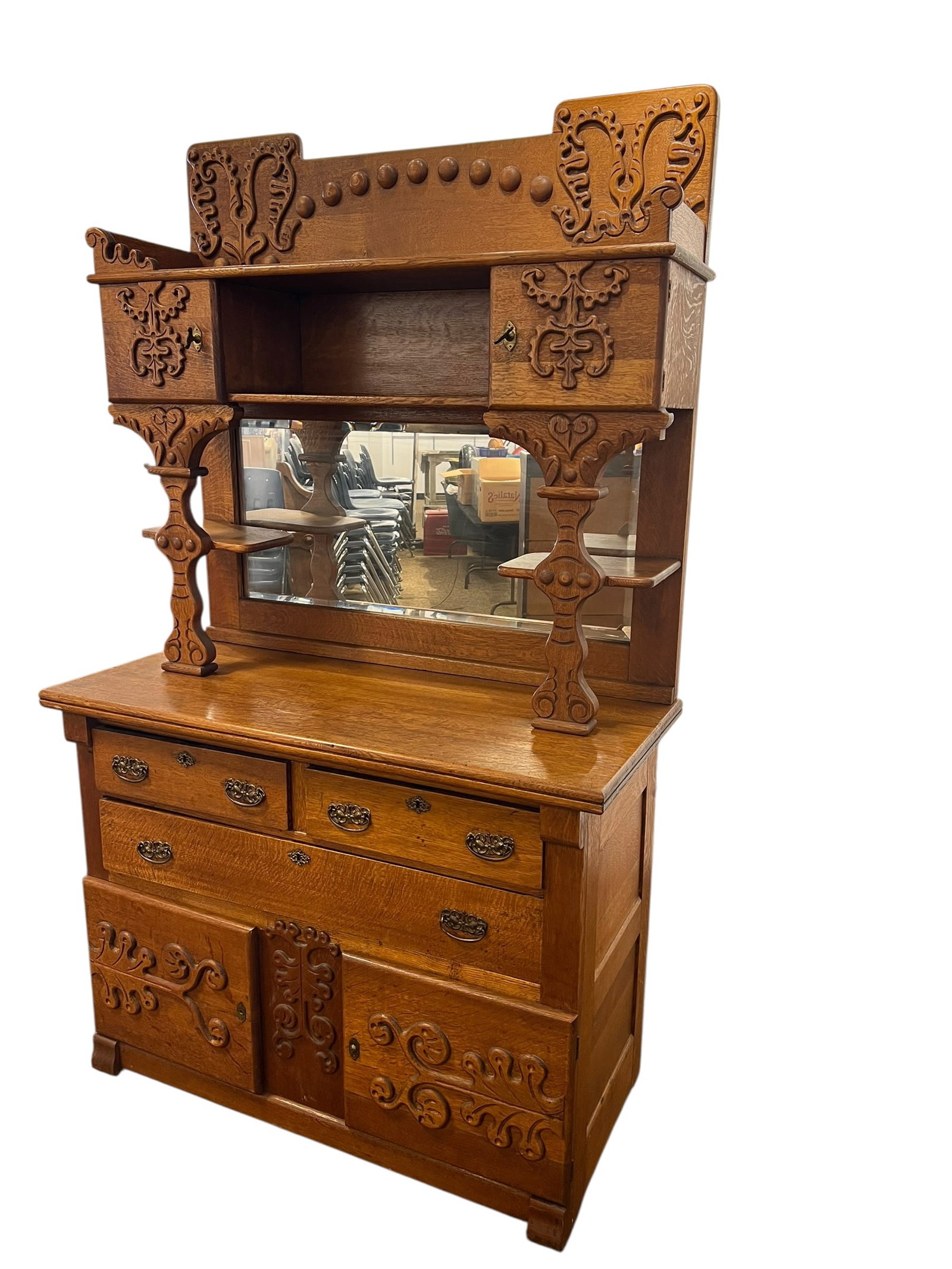 Victorian Quarter-Sawn Oak Sideboard (1 of 12)
