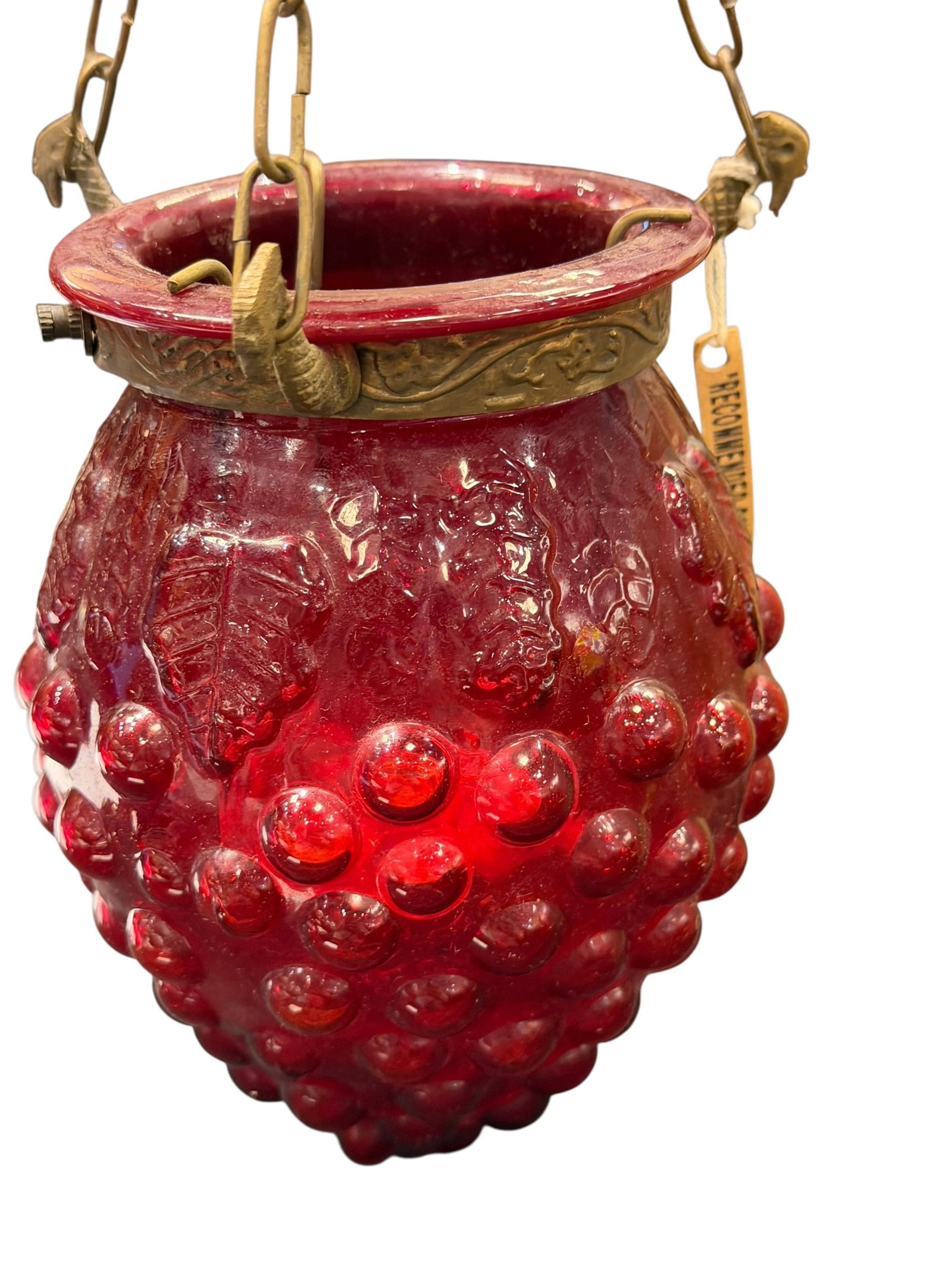 Vintage Hanging Ruby Red Candle Lamp - 2