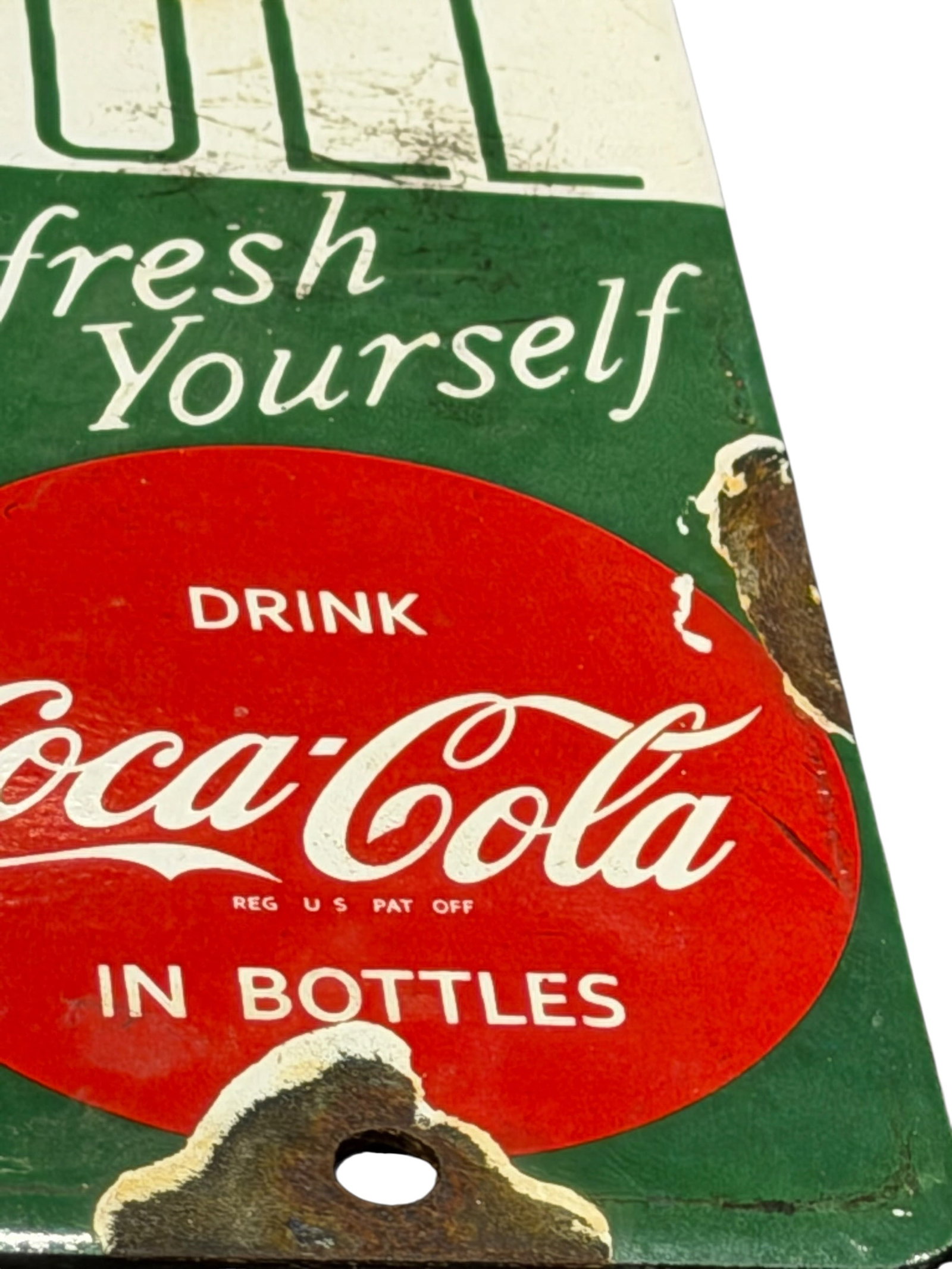 Early Coca Cola Porcelain Door Push - 3