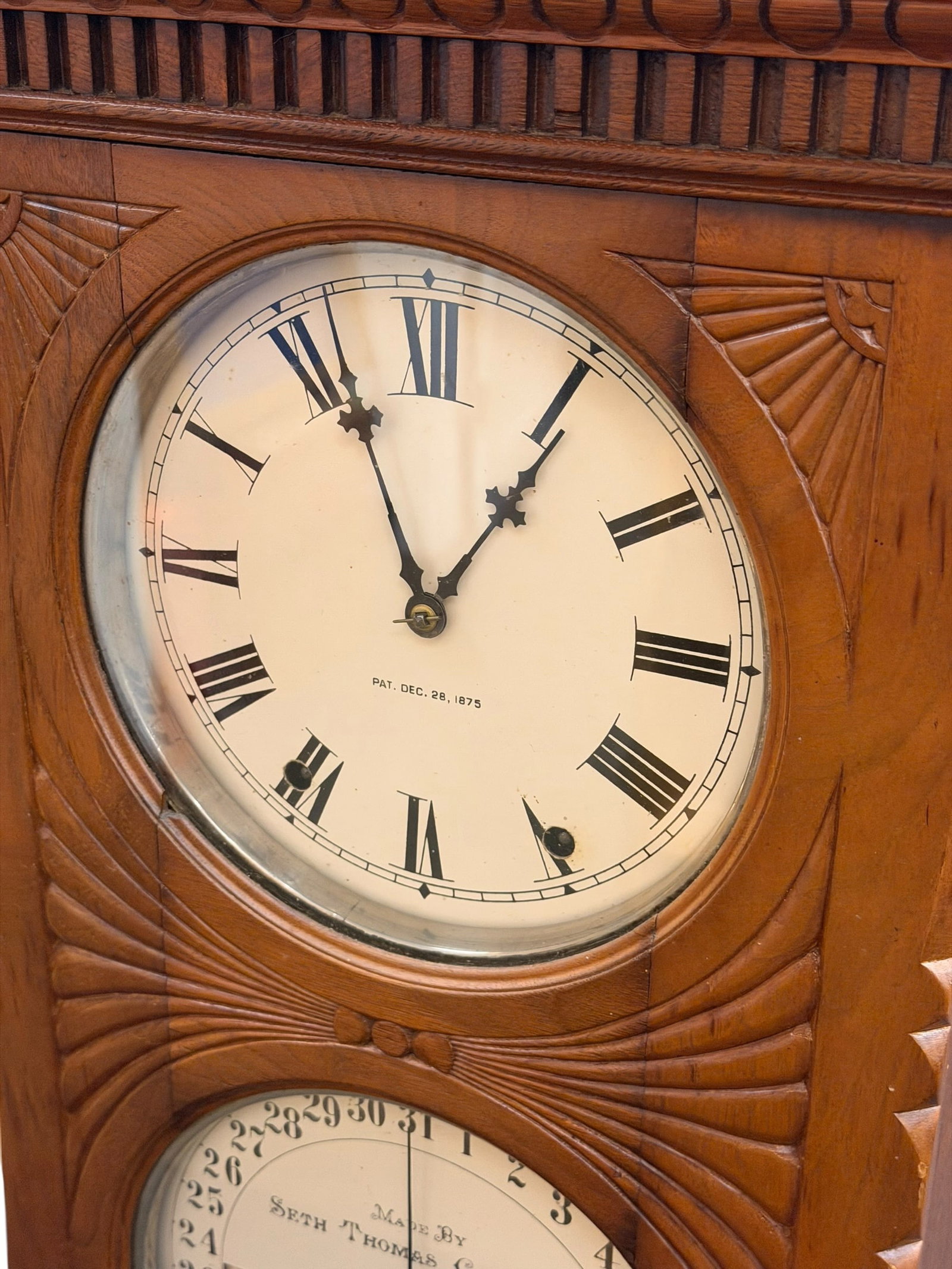 Double Dial Seth Thomas Calendar Clock - 3