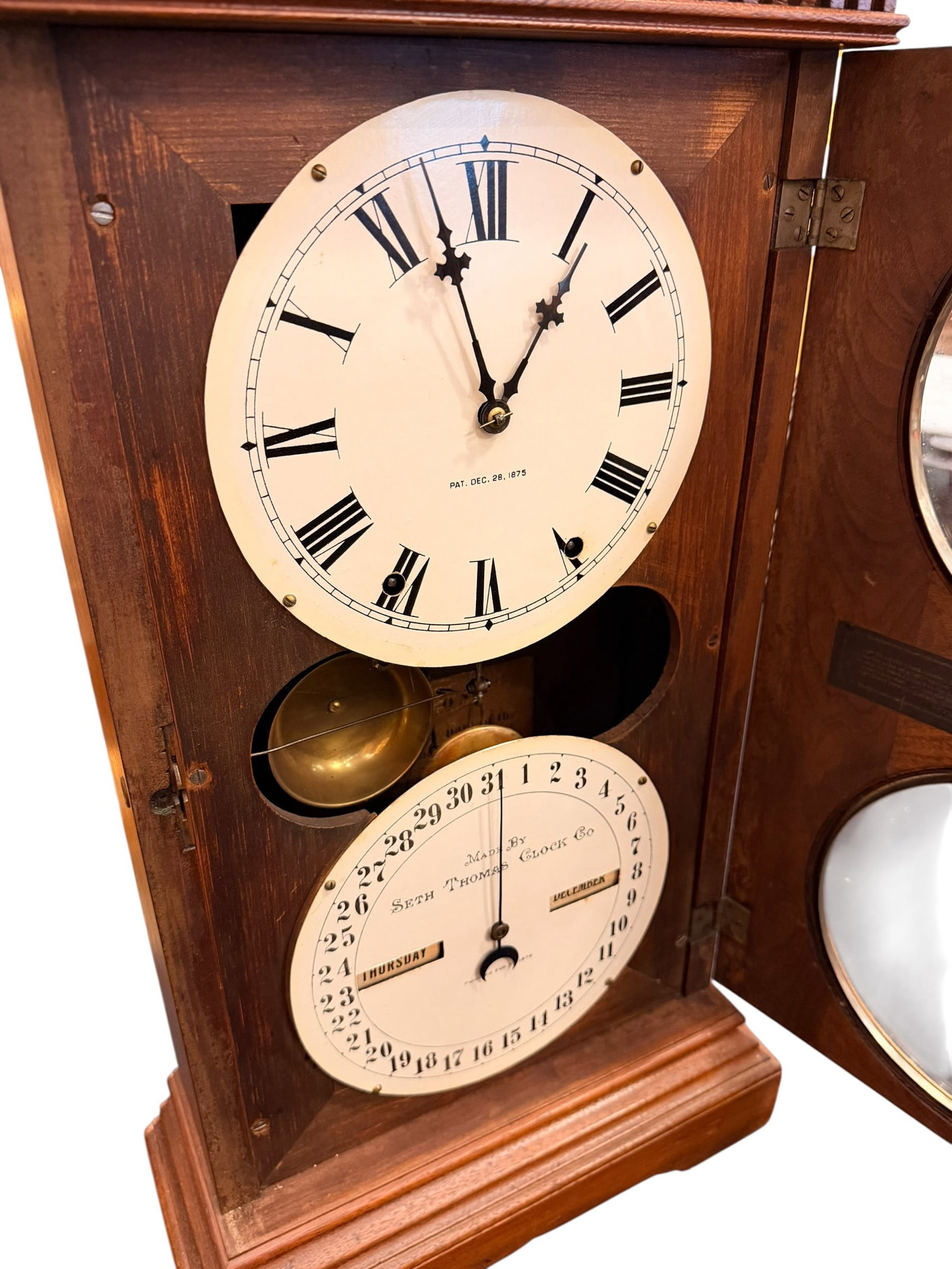 Double Dial Seth Thomas Calendar Clock - 9