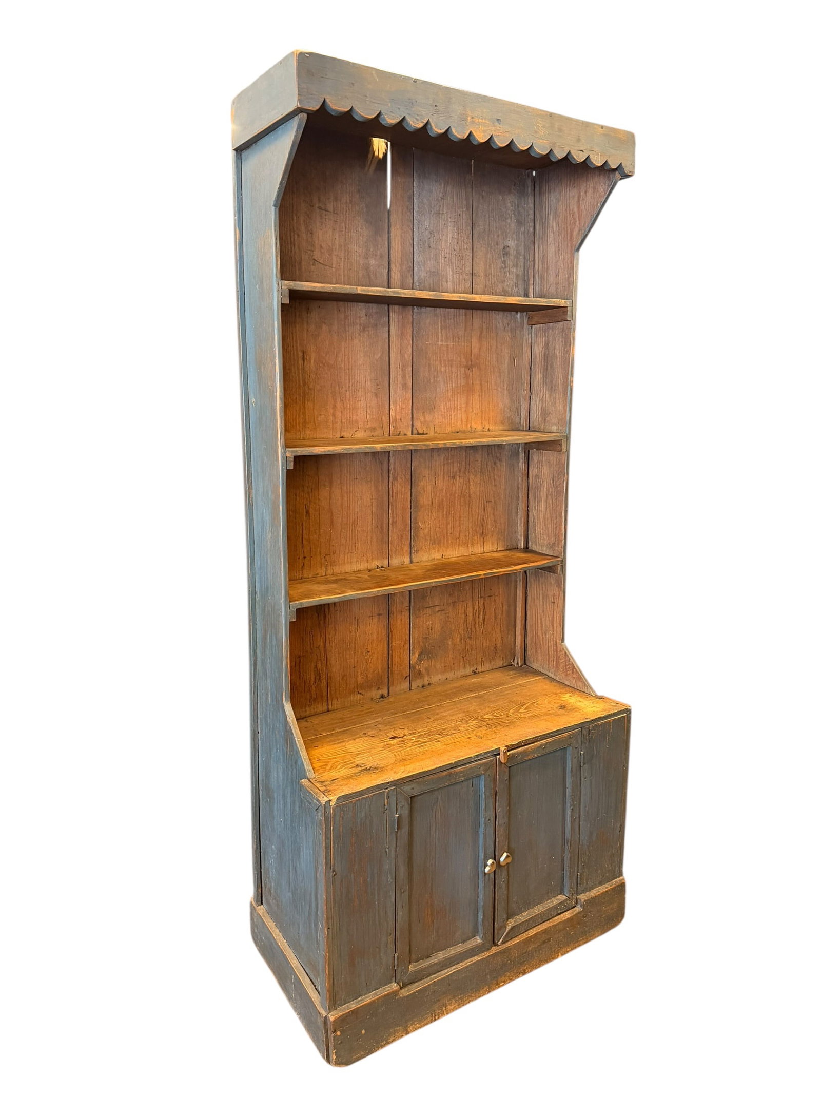 Original Blue Paint Pine pewter Cupboard. (1 of 6)