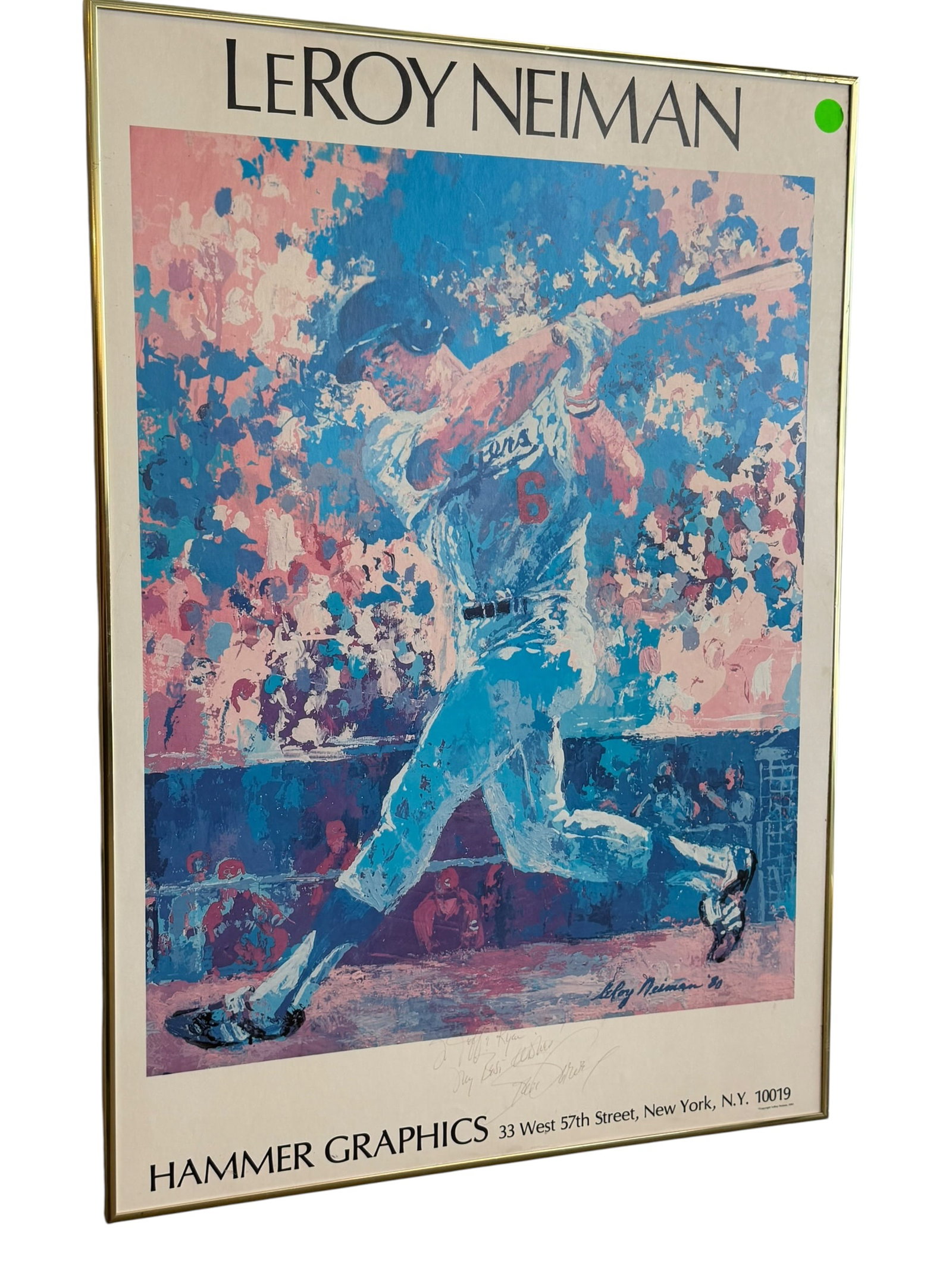 Framed Print on Leroy Neiman: This framed piece appears to be a vintage 1980 lithograph poster titled Steve Garvey (Los Angeles Dodgers) by the celebrated American sports artist LeRoy Neiman, published by Hammer Graphics in New Yo
