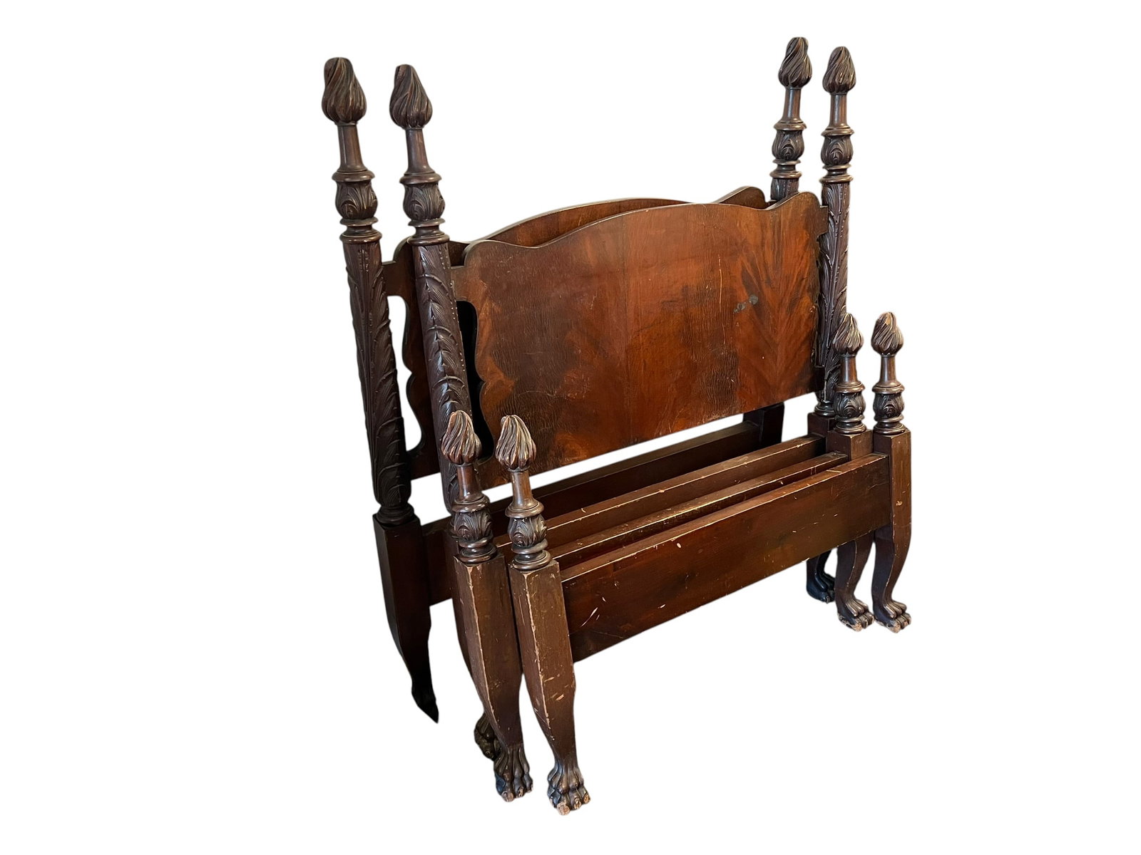 Pair of Flame Crotch Mahogany Twin Beds (1 of 7)