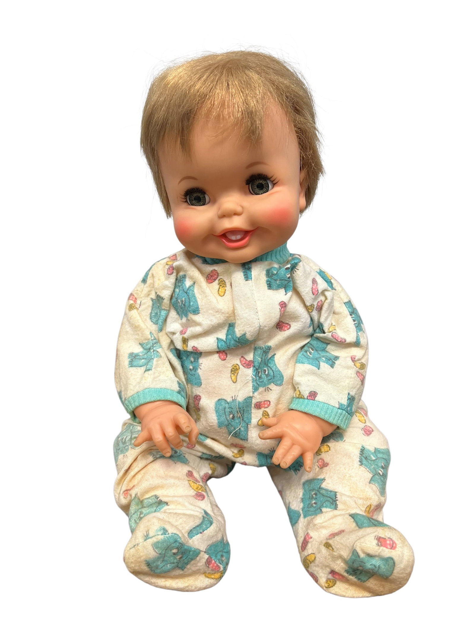 Ideal Vinyl Doll: vintage Ideal Tubsy battery-operated bath doll from the late 1960s. [1, 2]Key DetailsMaker: Ideal Toy CompanyReleased: Around 1967 to 1968Original Function: It was a motorized toy meant to sit in a