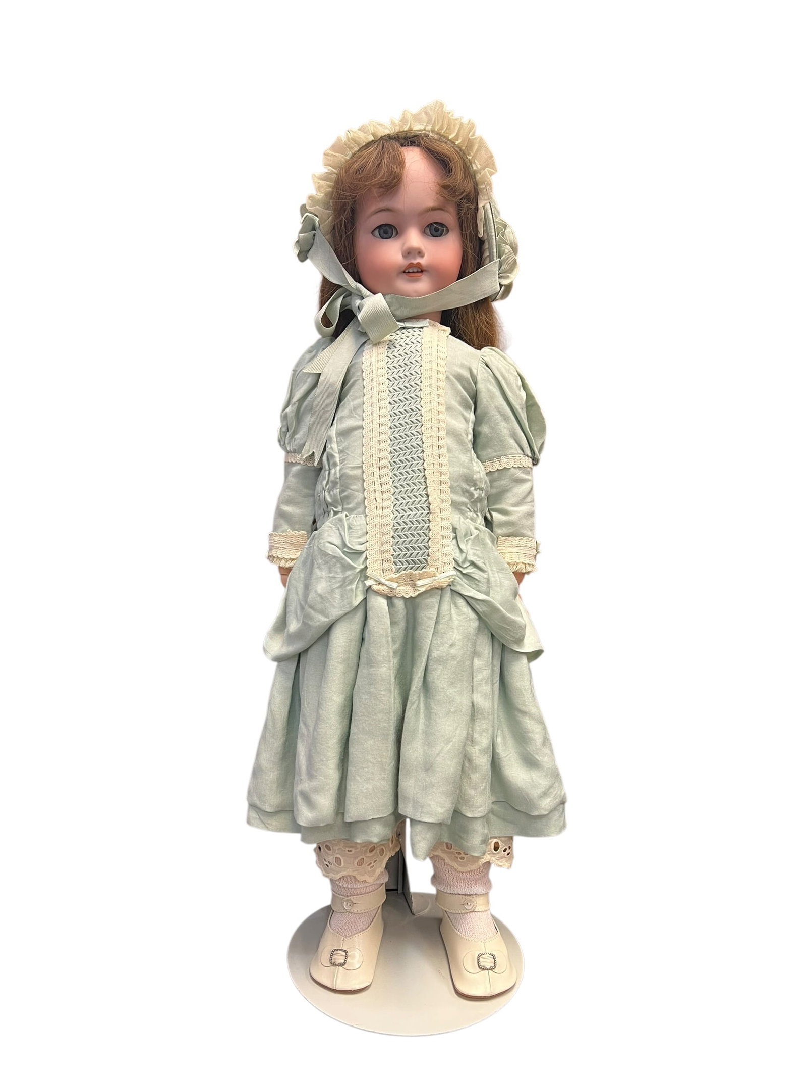 S&H Germany Bisque Head Doll: antique bisque head doll, which appears to resemble late 19th- or early 20th-century German or French collectible dolls (such as those by makers like Armand Marseille or Simon & Halbig). [1, 2]Key