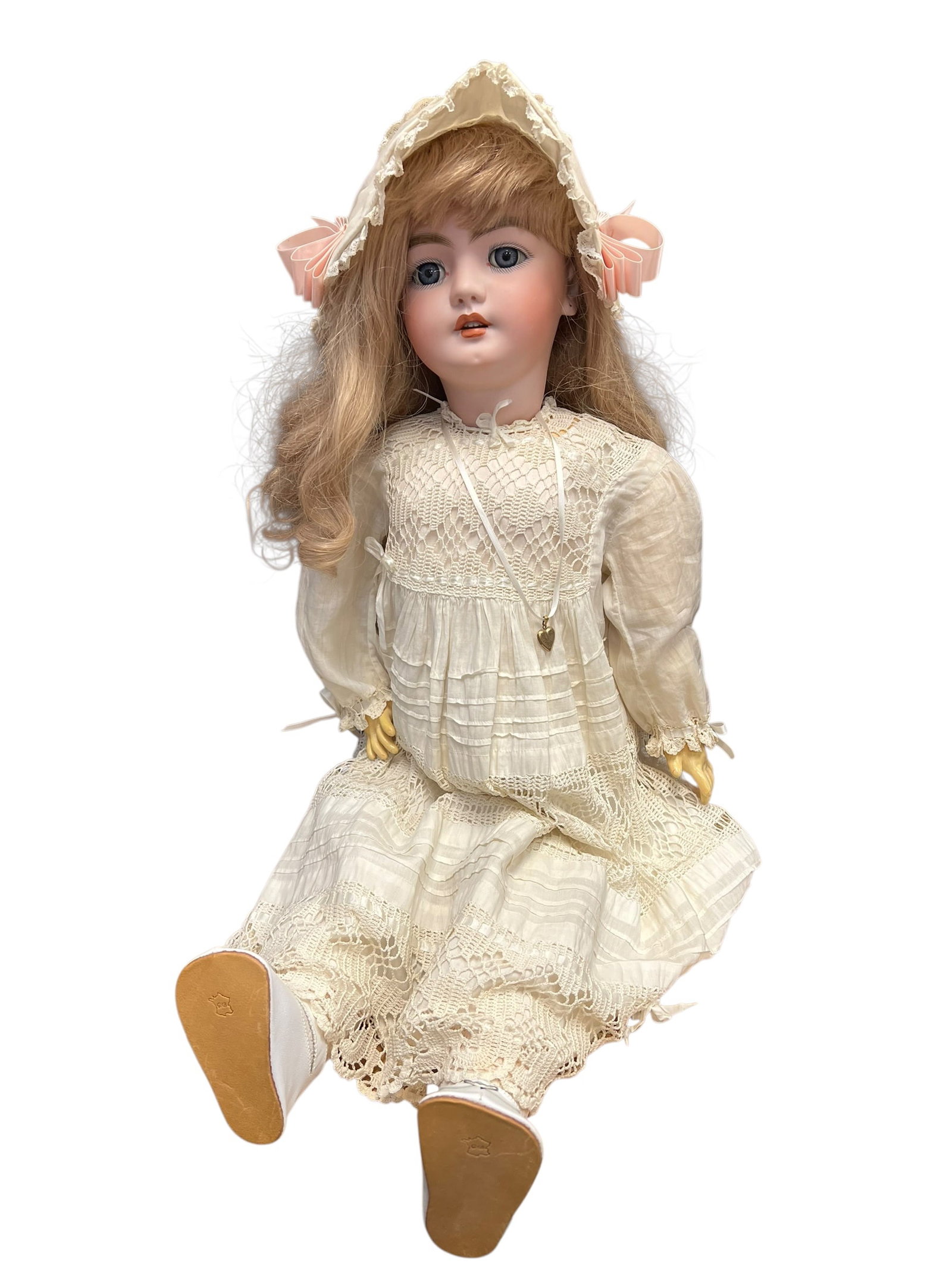 DEP Bisque Head Doll: antique bisque porcelain doll, likely crafted in Europe during the late 19th or early 20th century.Key FeaturesHead: Made of matte bisque porcelain with delicate painted features and inset glass