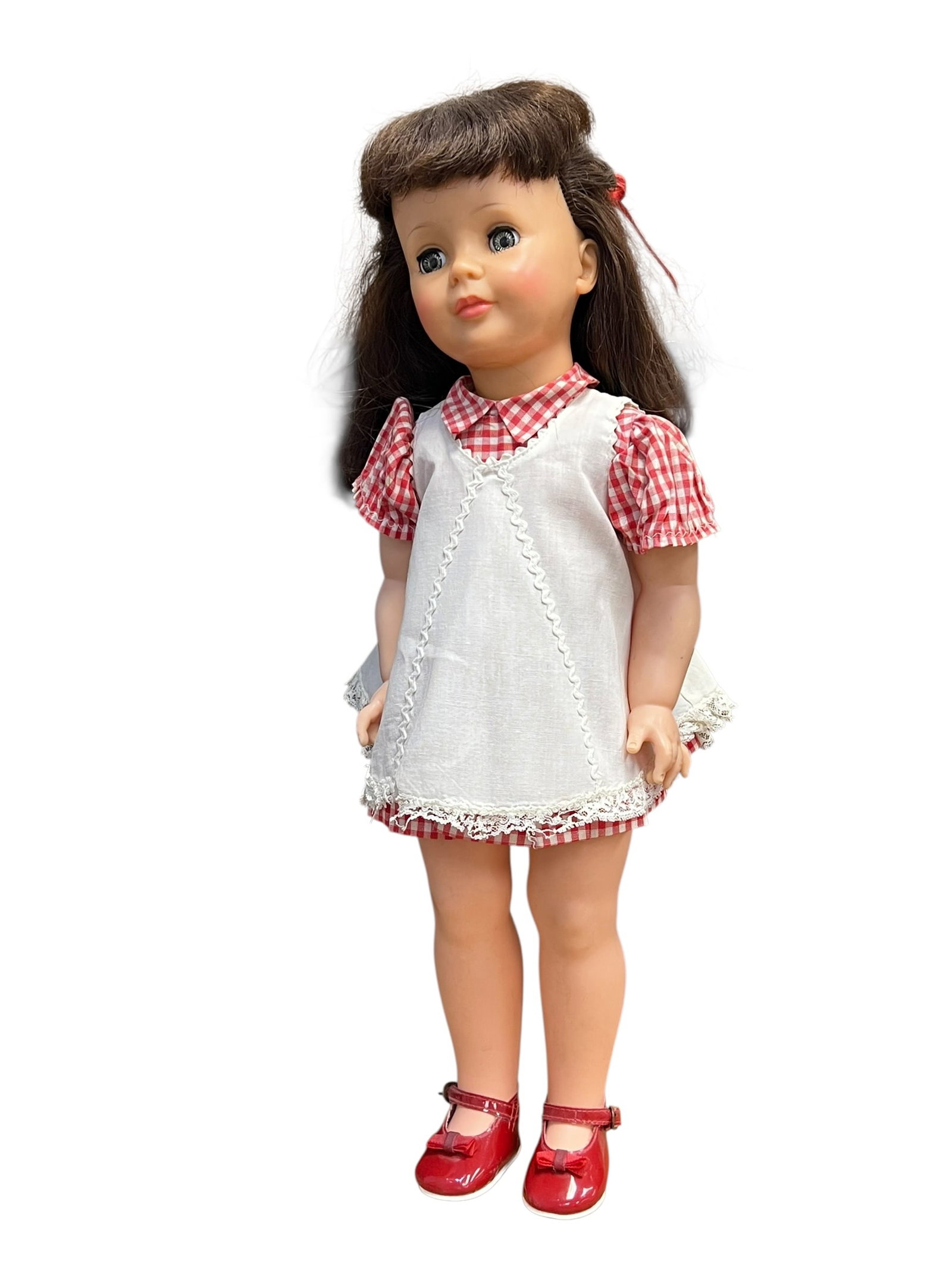 Petite Patti Playpal doll: This is a vintage Petite Patti Playpal doll, produced by the Ideal Toy Company during the 1960s. [1]She stands approximately 18 inches tall, making her a smaller companion version of the famous
