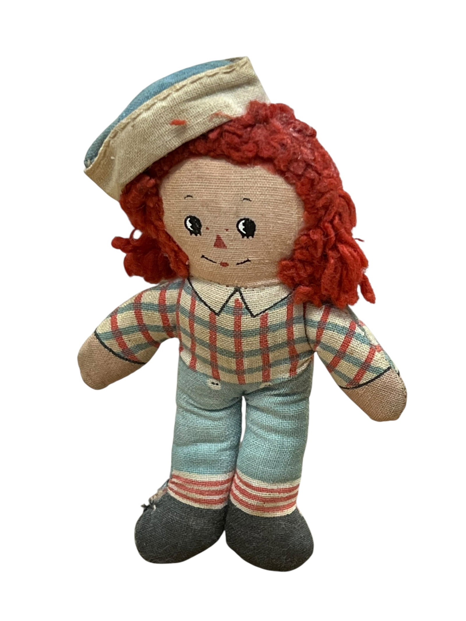 Vintage Raggedy Andy-Style Cloth Doll with Red Yarn Hair & Sailor Cap (1 of 3)