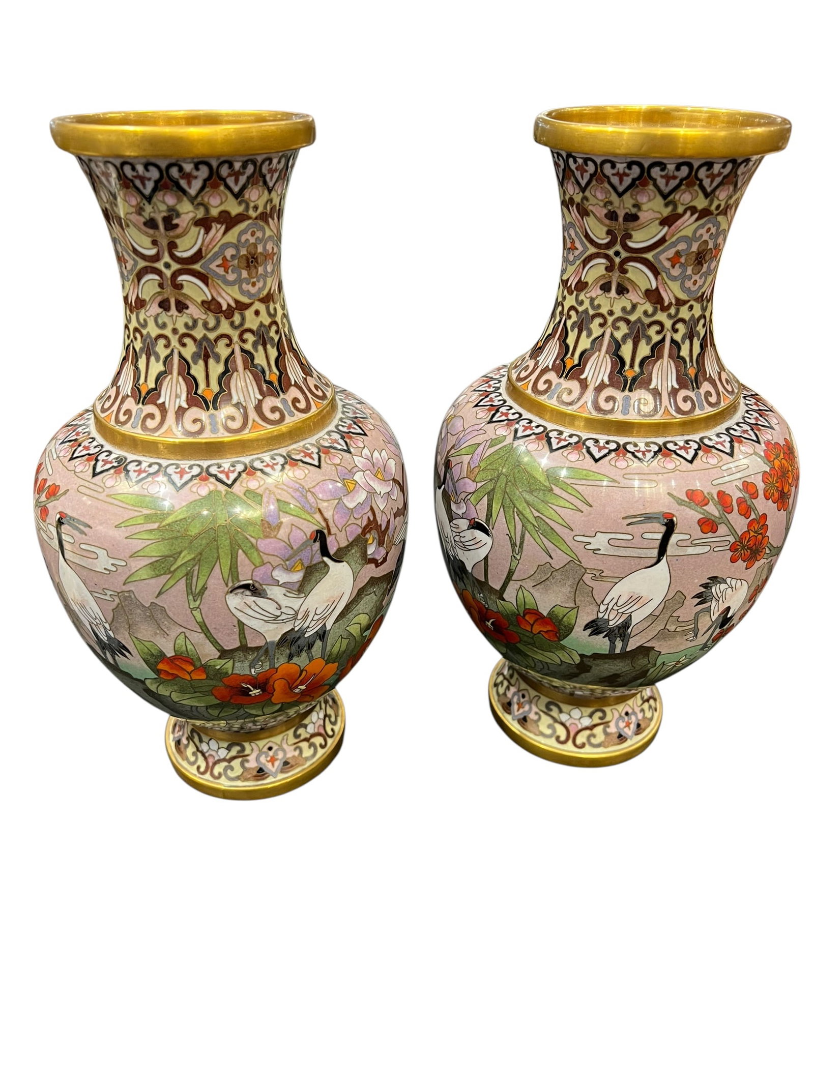 Pair of Cloissane Over Brass Vases (1 of 5)
