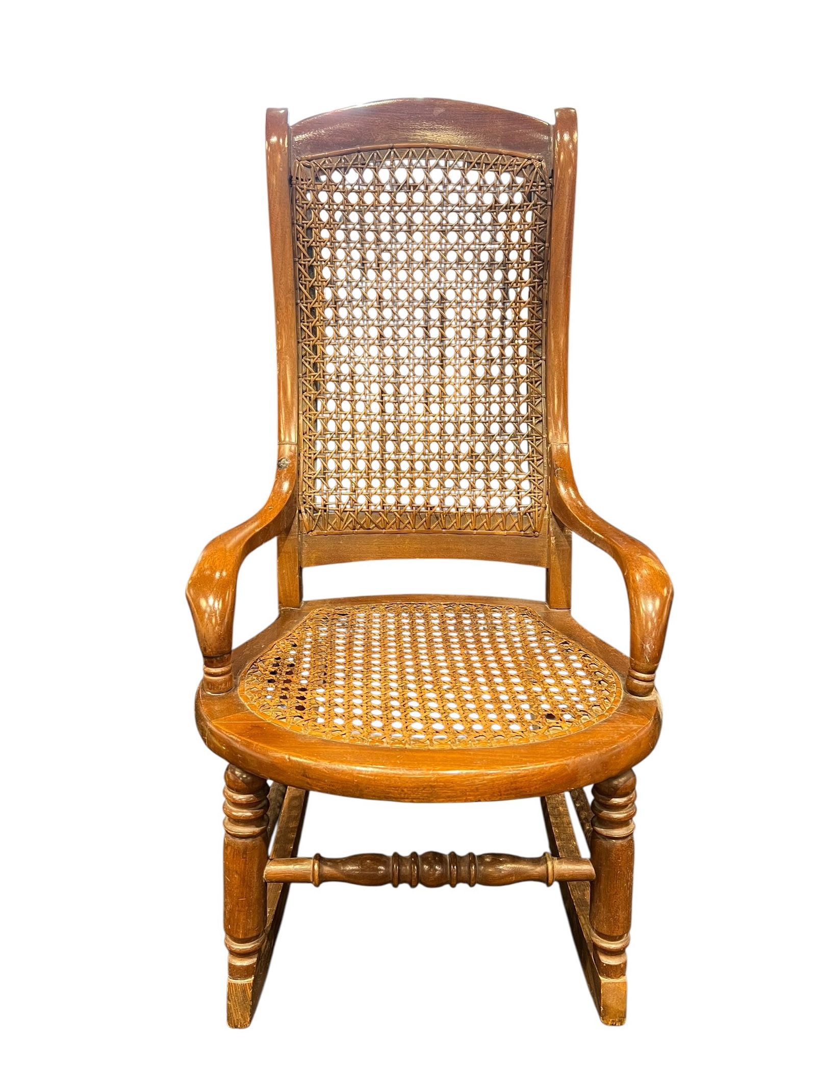 Antique Victorian-Style Cane Seat & Back Wooden Child’s Rocking Chair (1 of 3)